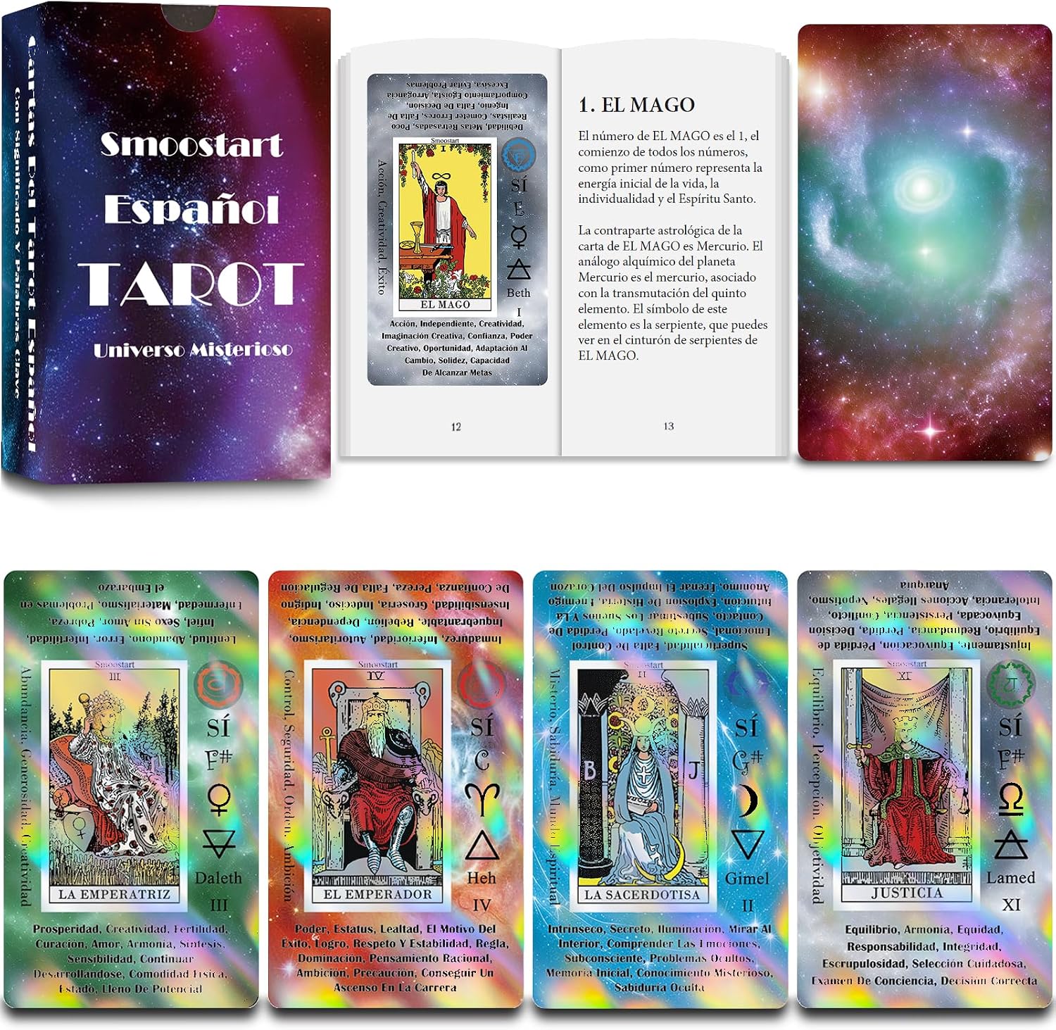 Detalle de Smoostart Cartas Tarot Español holográficas