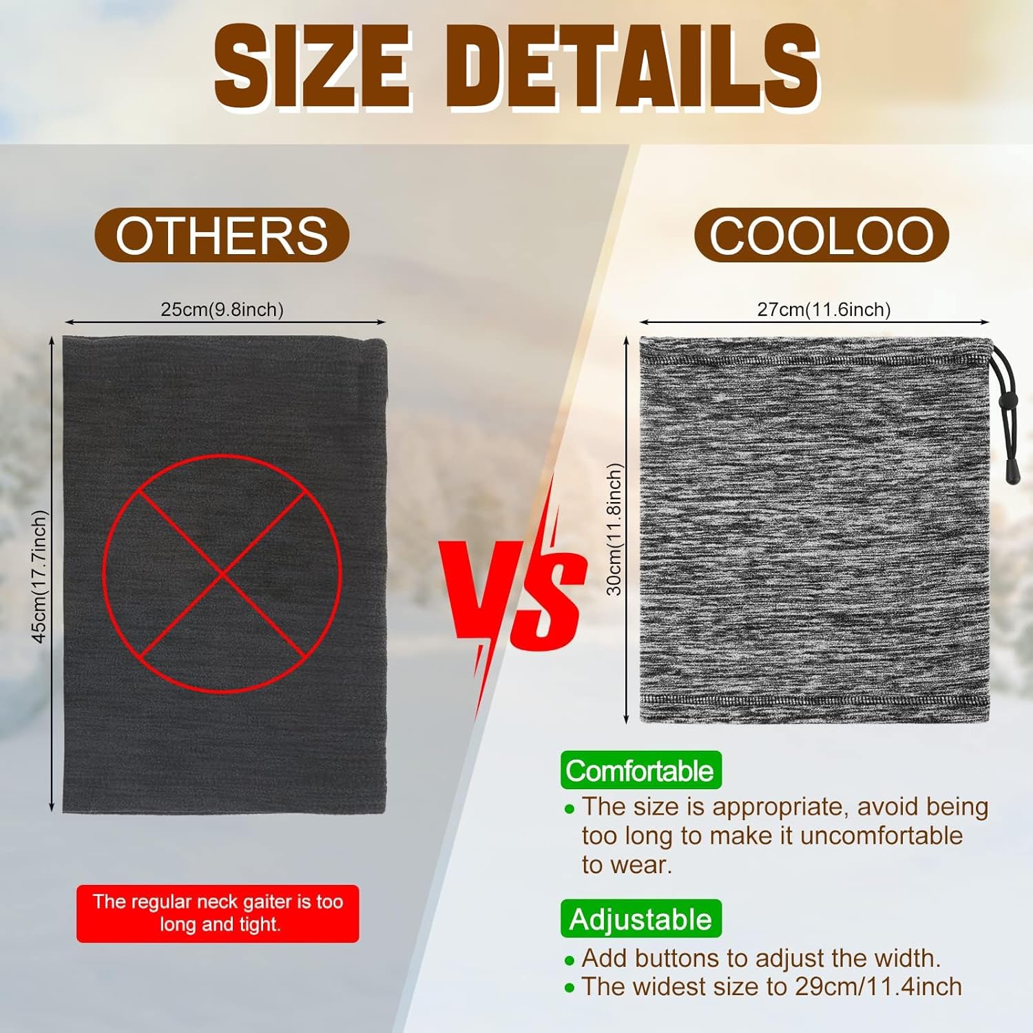 Detalle de COOLOO Neck Warmer Snood windproof fleece for cycling