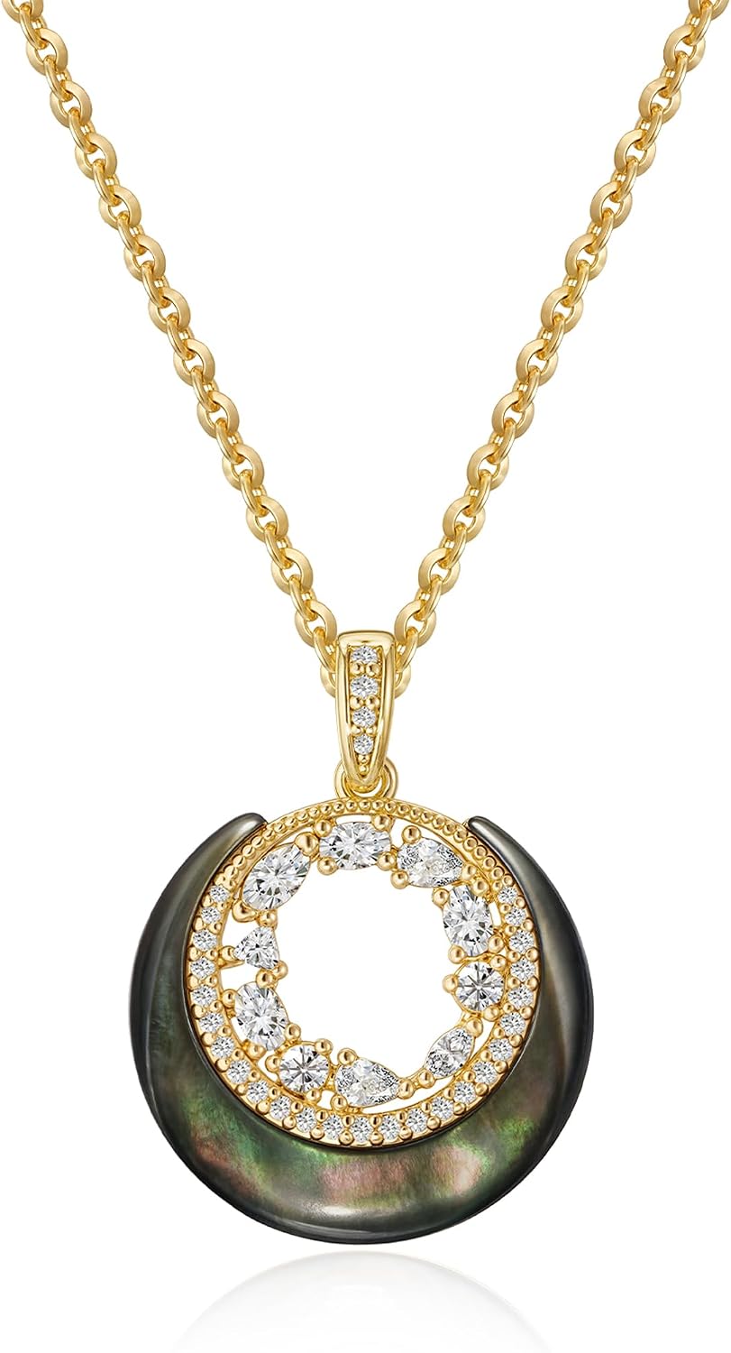 Detalle de Jenosy Gold Halsketten für Damen – 18K vergoldete Kette mit Medaillon Anhänger (45–50 cm)