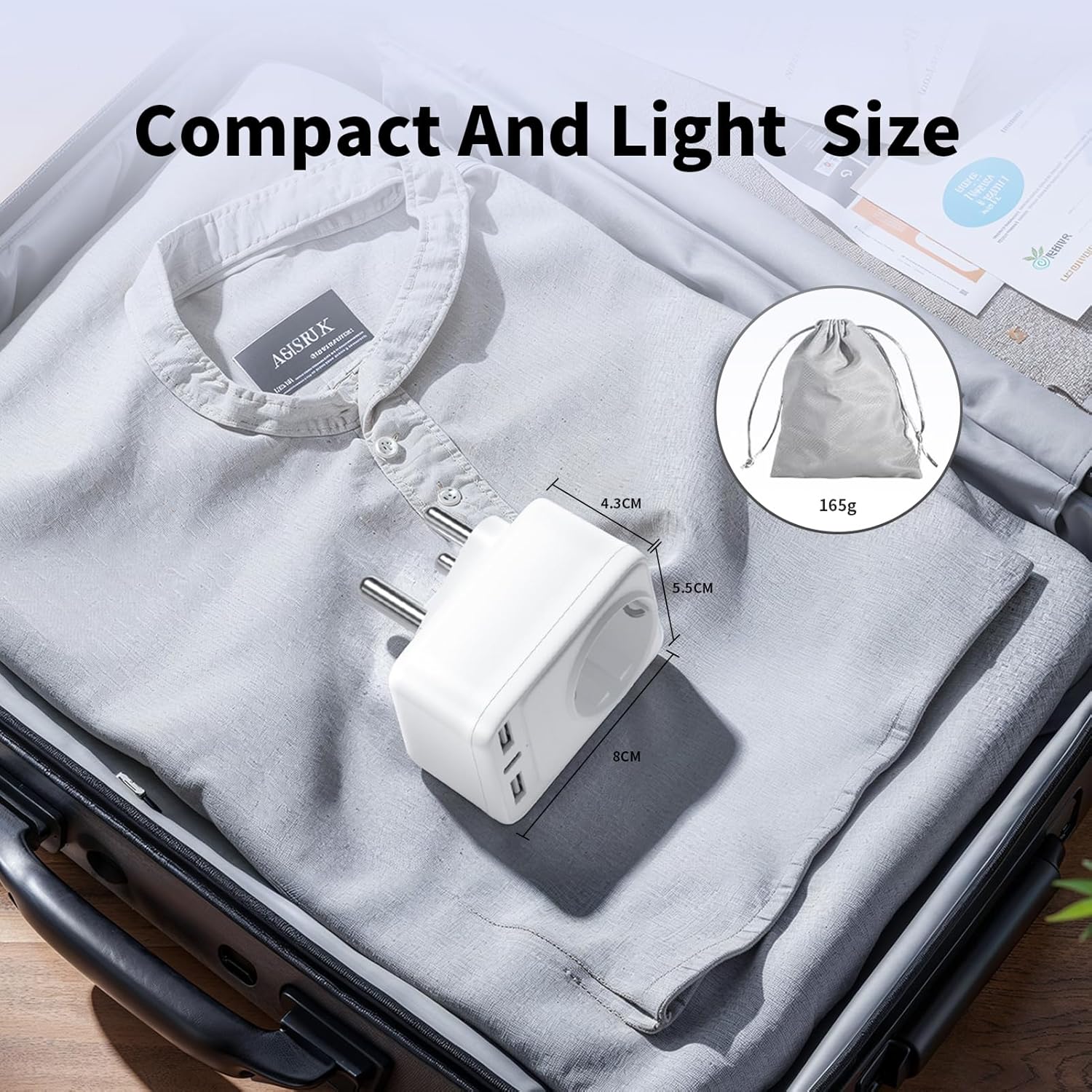 Detalle de Reiseadapter Südafrika Typ M – 4-in-1 Reiseadapter mit 2 USB–Ports und USB-C (3A)