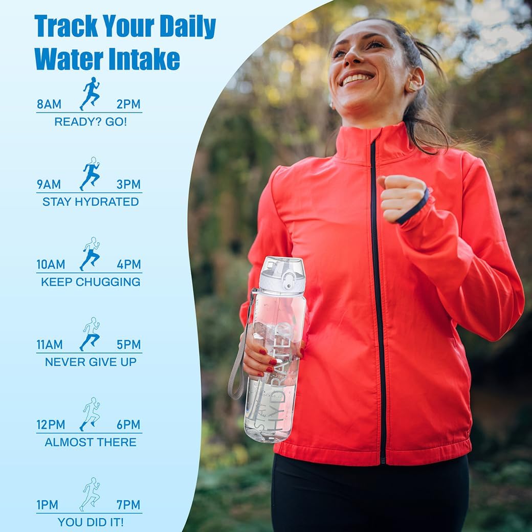 Thumbnail 6 de OLDLEY 1L Sports Water Bottle with Straw – BPA Free Tritan, Leakproof, Time Marker