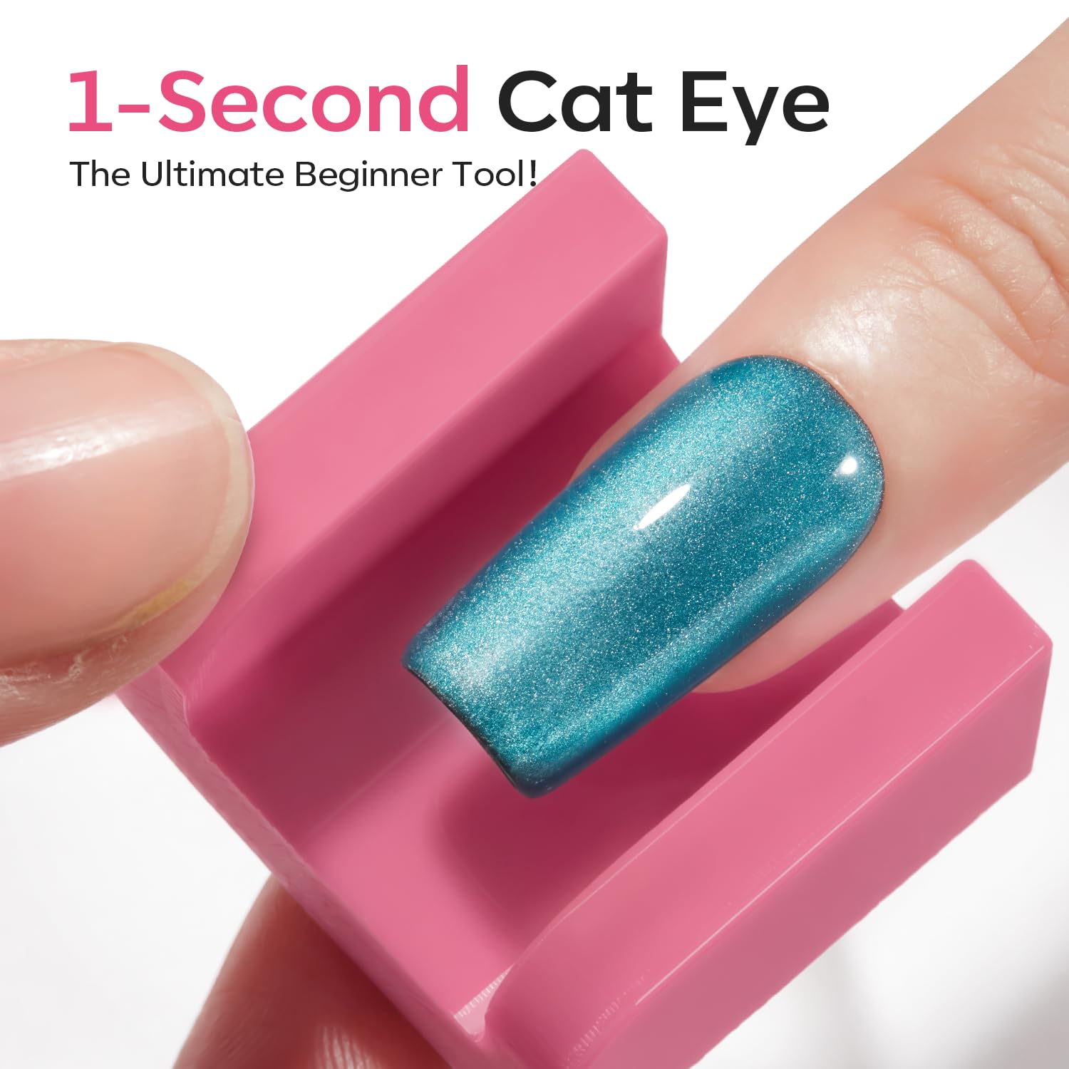 Detalle 2 de modelones Cat Eye Magnet 5D Automatic Nail Tool, Pink 360° Rotating