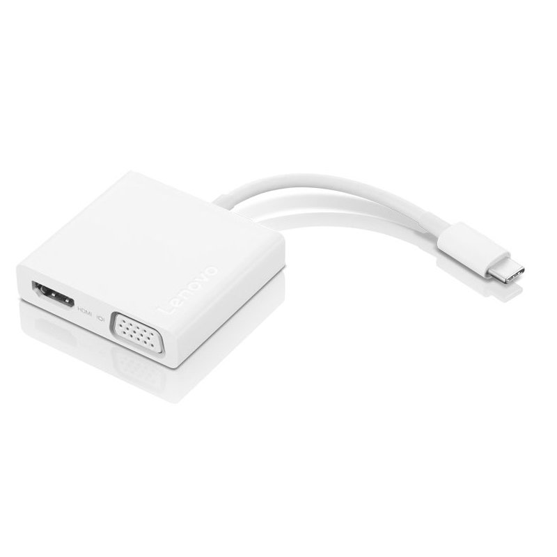 Detalle de Lenovo Adaptador USB-C a VGA/HDMI 4K/USB 3.0 Blanco