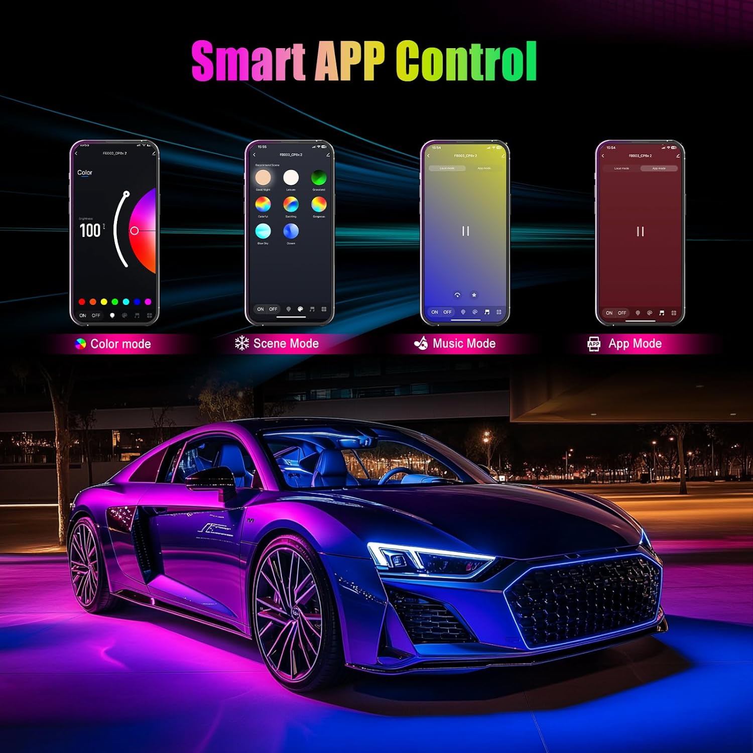 Thumbnail 2 de YiLaie Car LED Interior Lights with APP Control, 16 Million Colours and Music Mode (DC 5V)
