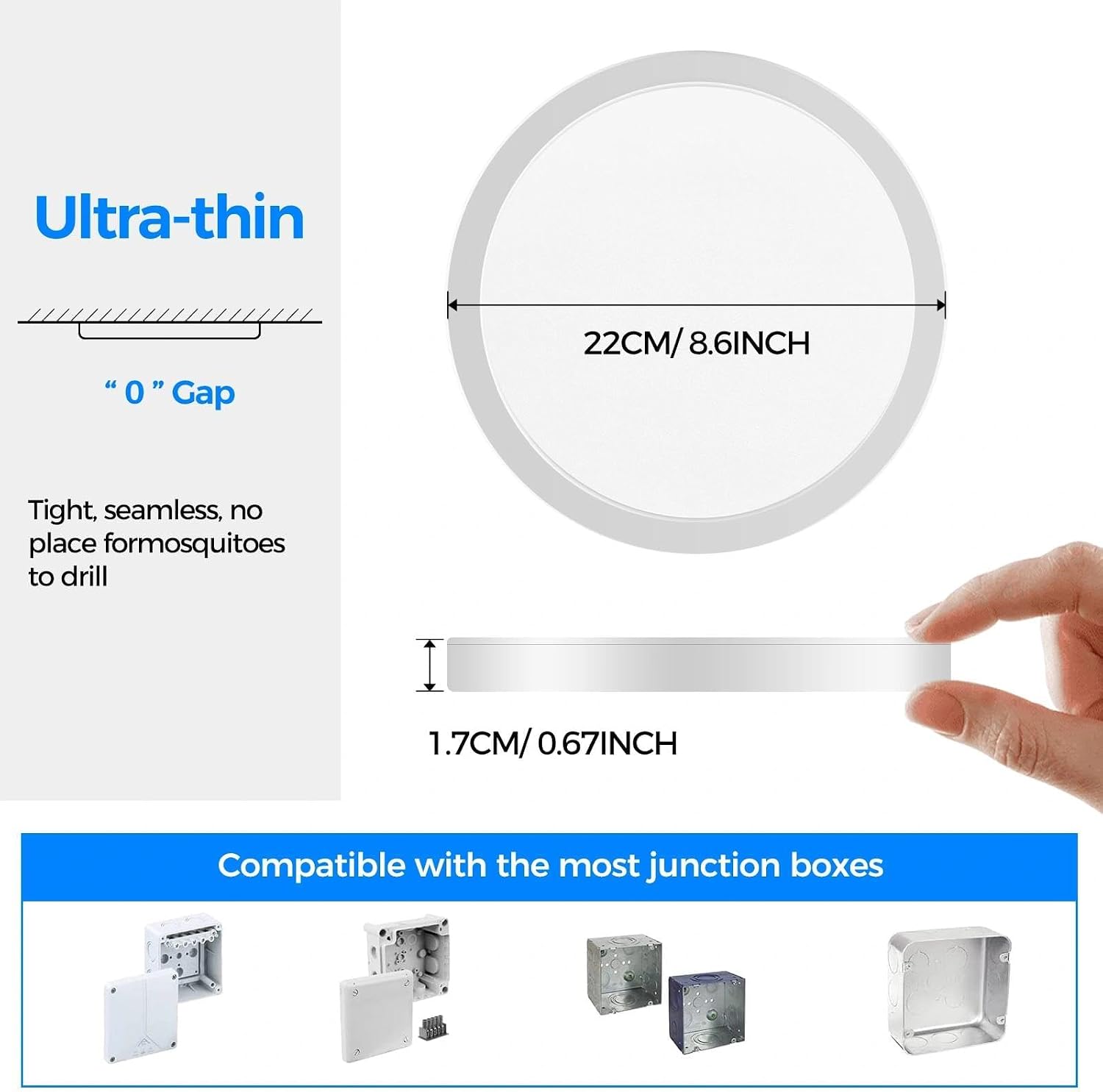 Detalle 2 de Peasur 18W LED Bathroom Ceiling Light 22cm