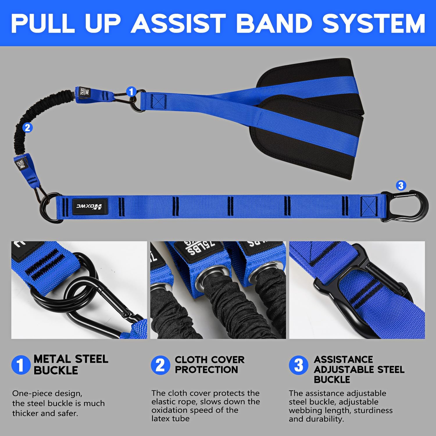 Thumbnail 6 de HOXWC Pull Up Assistance Bands, Adjustable 3-Level Nylon Pull-Up Set