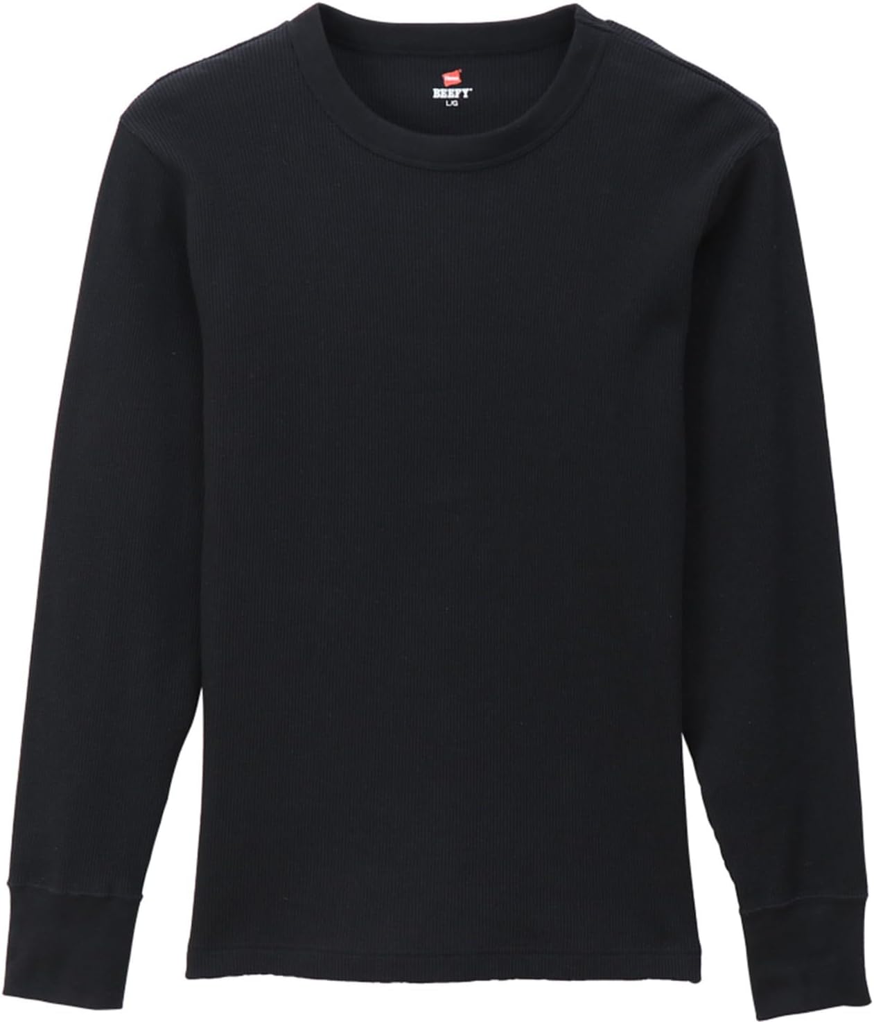 Detalle de Hanes BEEFY HM4-Q103 サーマルクルーネック長袖Tシャツ ワッフル生地・ストレッチ性・バインダーネック