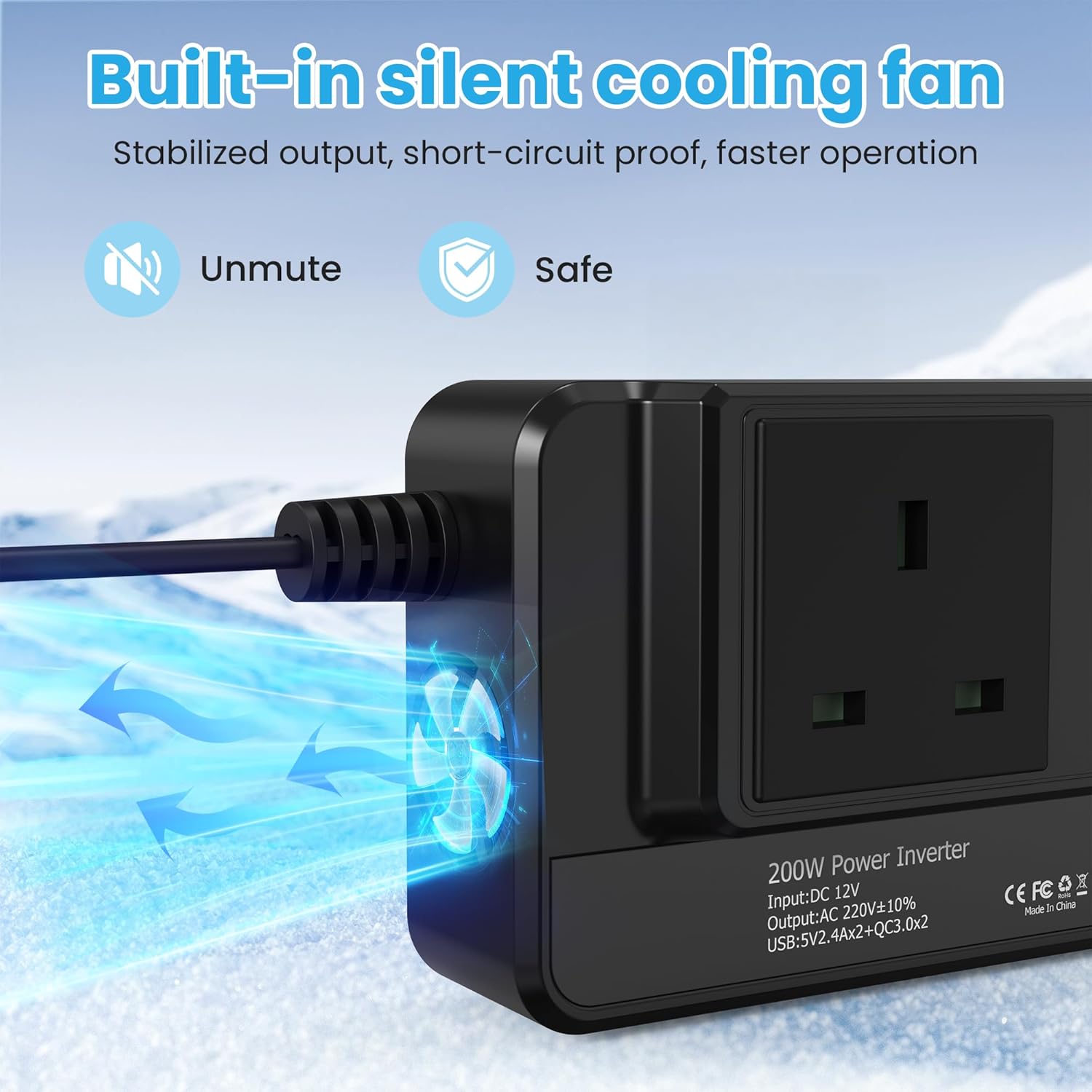 Thumbnail 2 de 200W Car Voltage Converter Inverter 12V to 230V 🔌