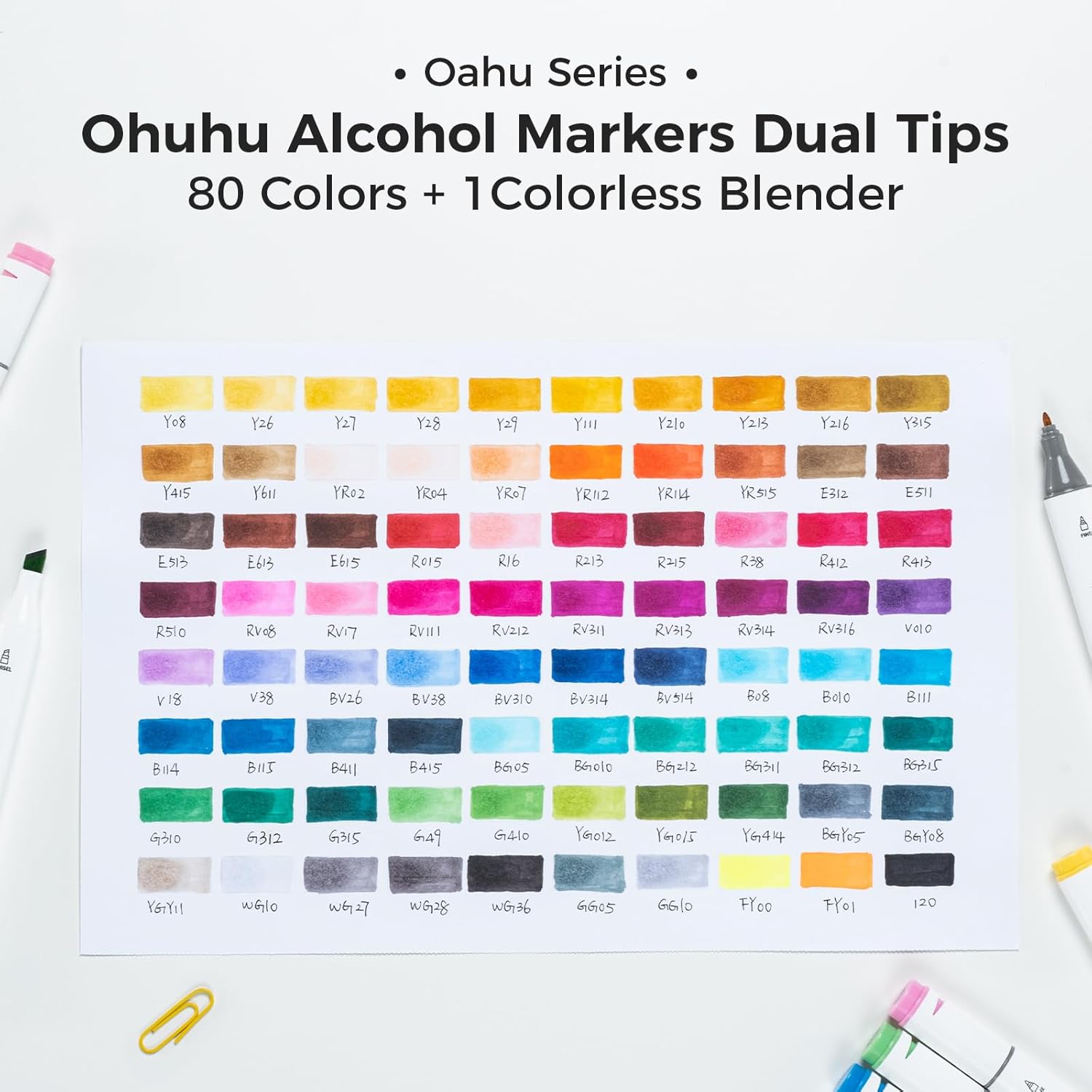 Thumbnail 5 de Ohuhu Alcohol Markers – AP certificated 80-colour dual tip set with chisel & fine nibs, refillable