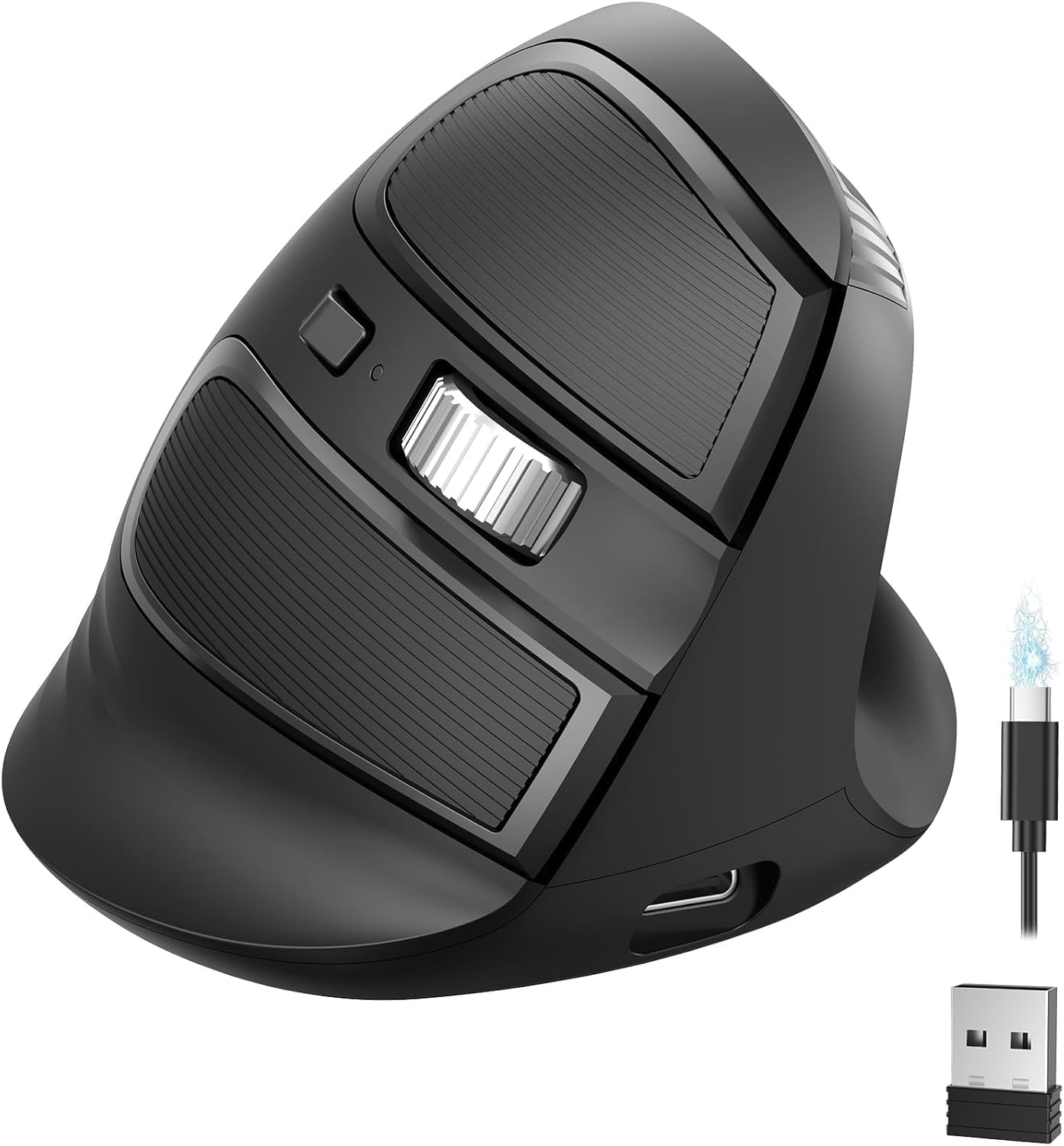 Detalle de TECKNET Ergonomische vertikale Maus Bluetooth – kompakte Lösung für Rechtsanwender mit bis zu 4800 DPI