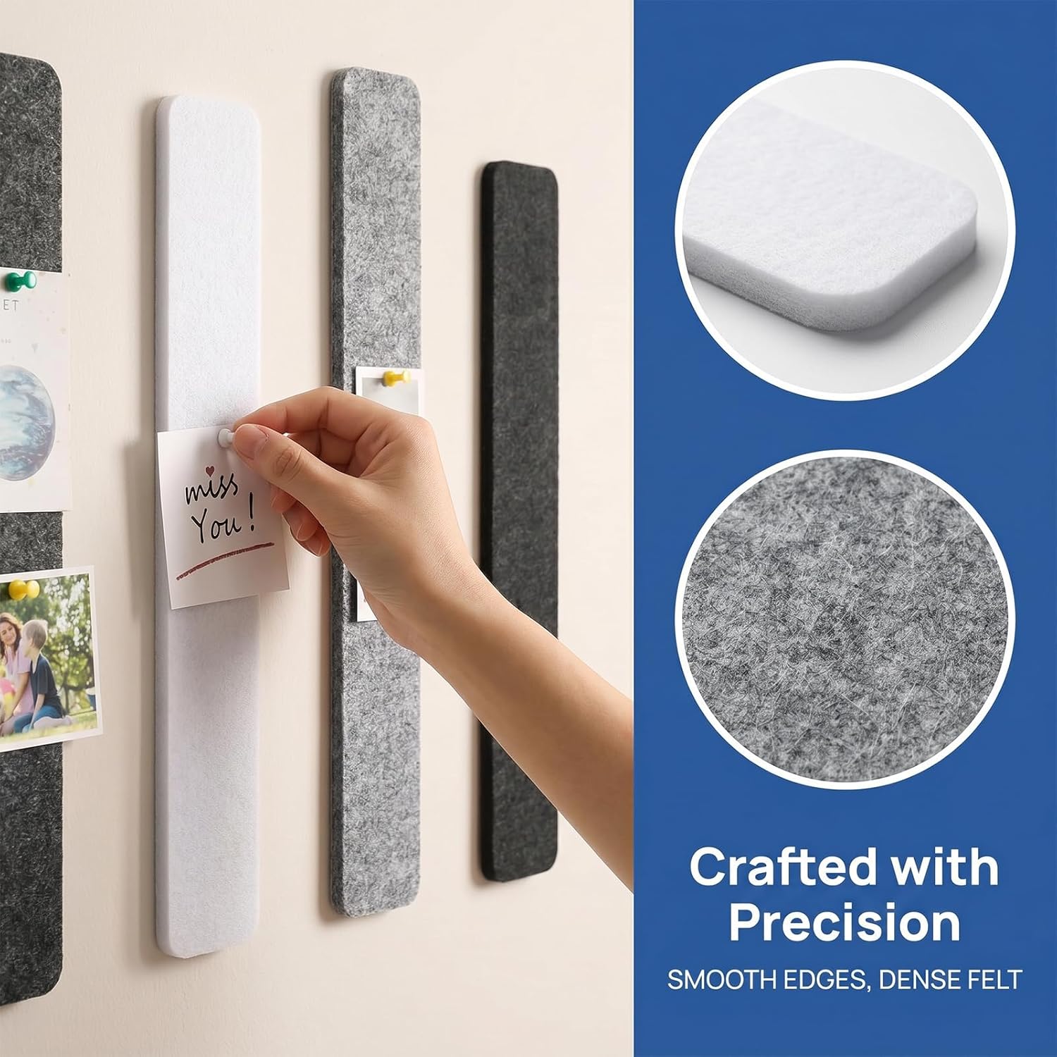 Detalle 2 de AMSGANK Felt Pin Board Strips, 8-Pack