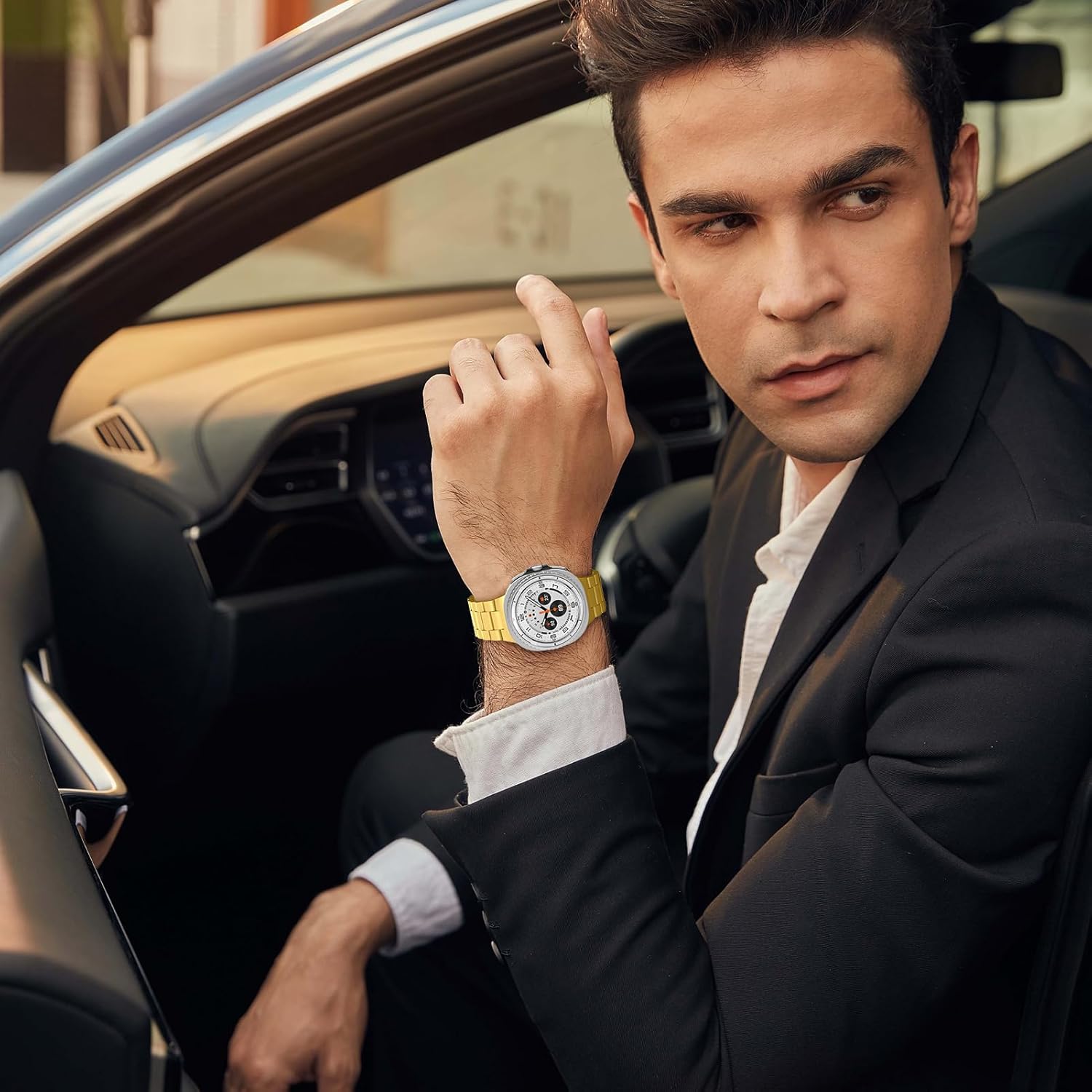 Detalle de LEIXIUER Metal Strap for Samsung Galaxy Watch 8 & Classic 46mm — Titanium Stainless Steel with Folding Clasp