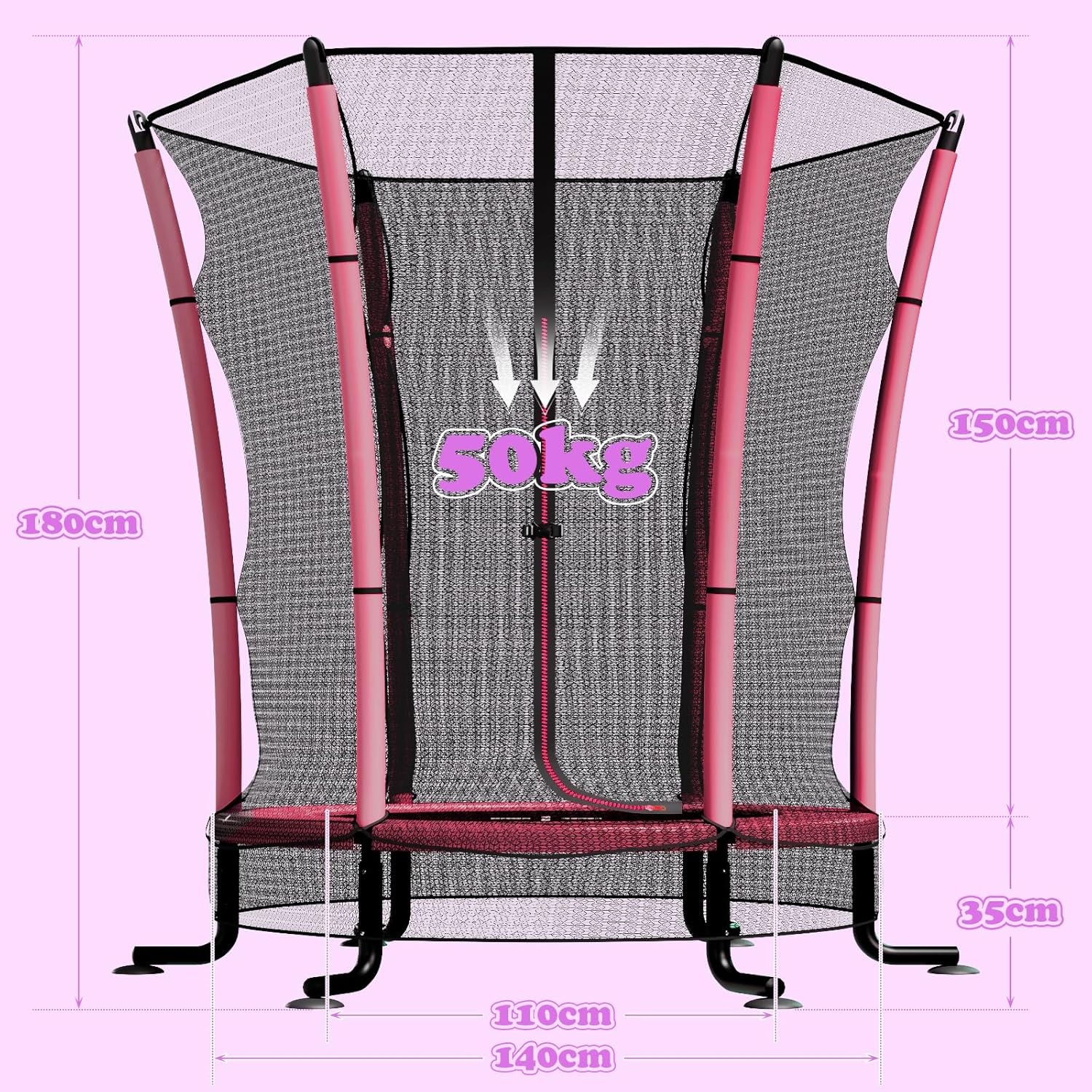 Thumbnail 2 de JUMMICO Trampolín 145 cm con red seguridad