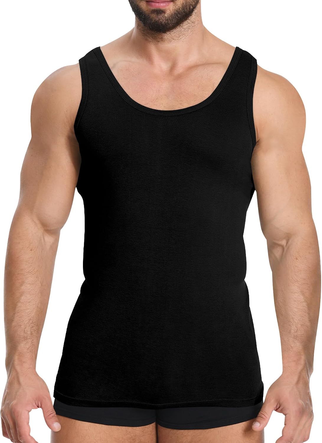 Detalle 2 de YOUCHAN heren-tanktop, 3-pack naadloos onderhemd van 100% katoen