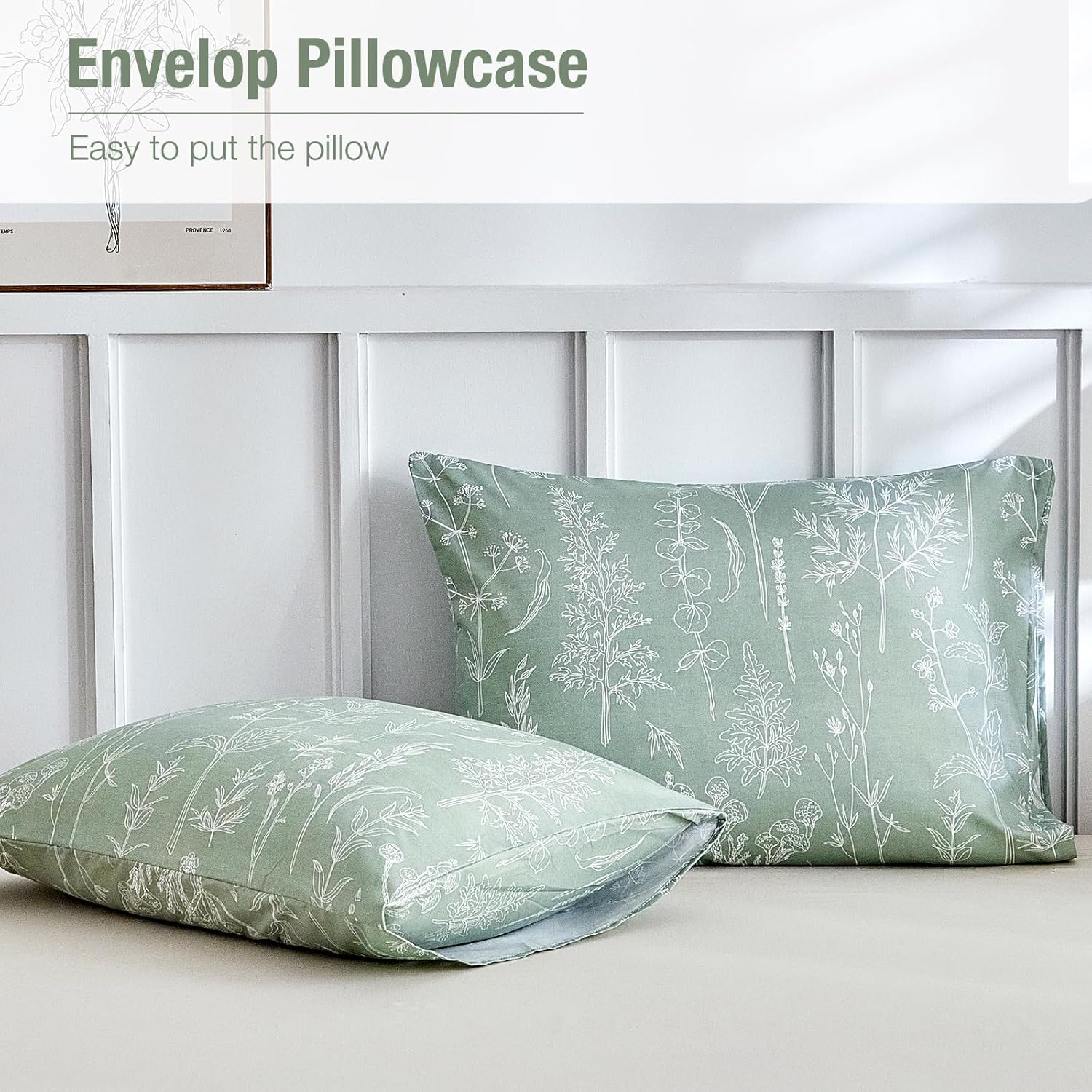 Thumbnail 4 de Tokokimo Sage Green Double Duvet Set 2 Pillowcases 🌿📘
