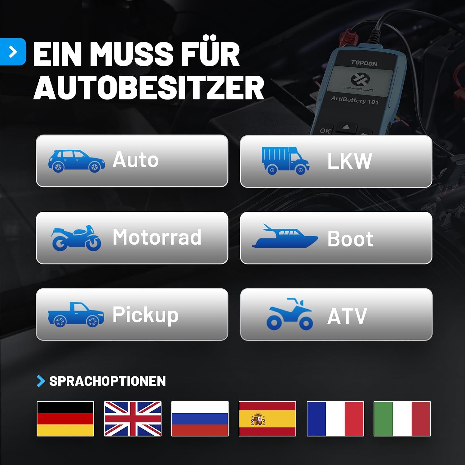 Thumbnail 4 de TOPDON AB101 12V Batterietester für KFZ, Motorrad, SUV & Co.