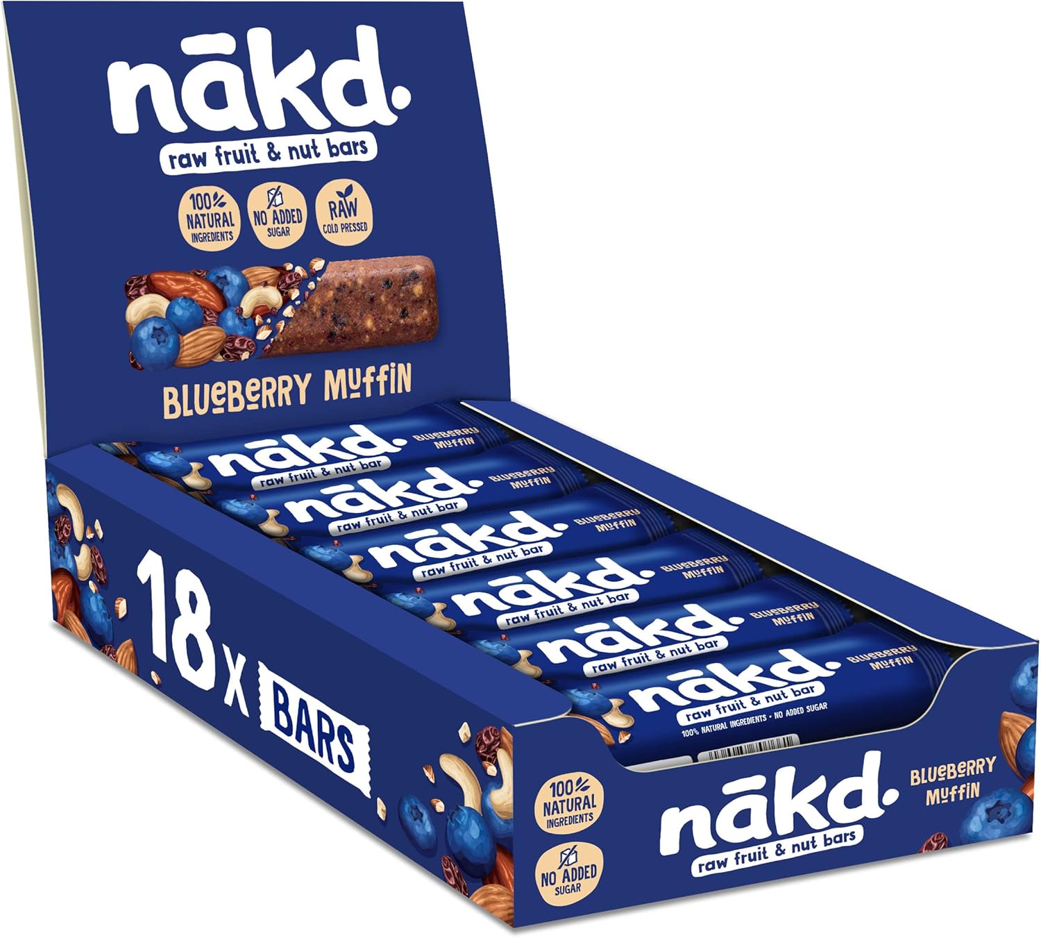 Thumbnail 4 de Nākd Muffin ai Mirtilli barrette crude 18 x 35 g, vegan e senza zuccheri aggiunti