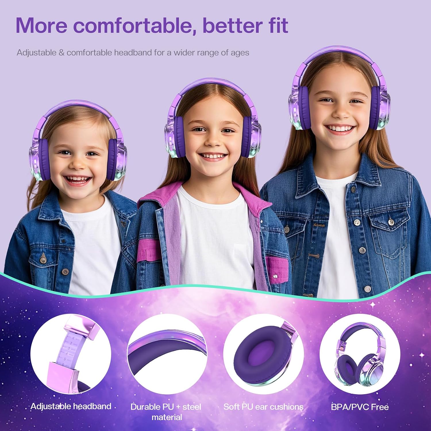 Thumbnail 3 de QearFun Kids Bluetooth Headphones 60H