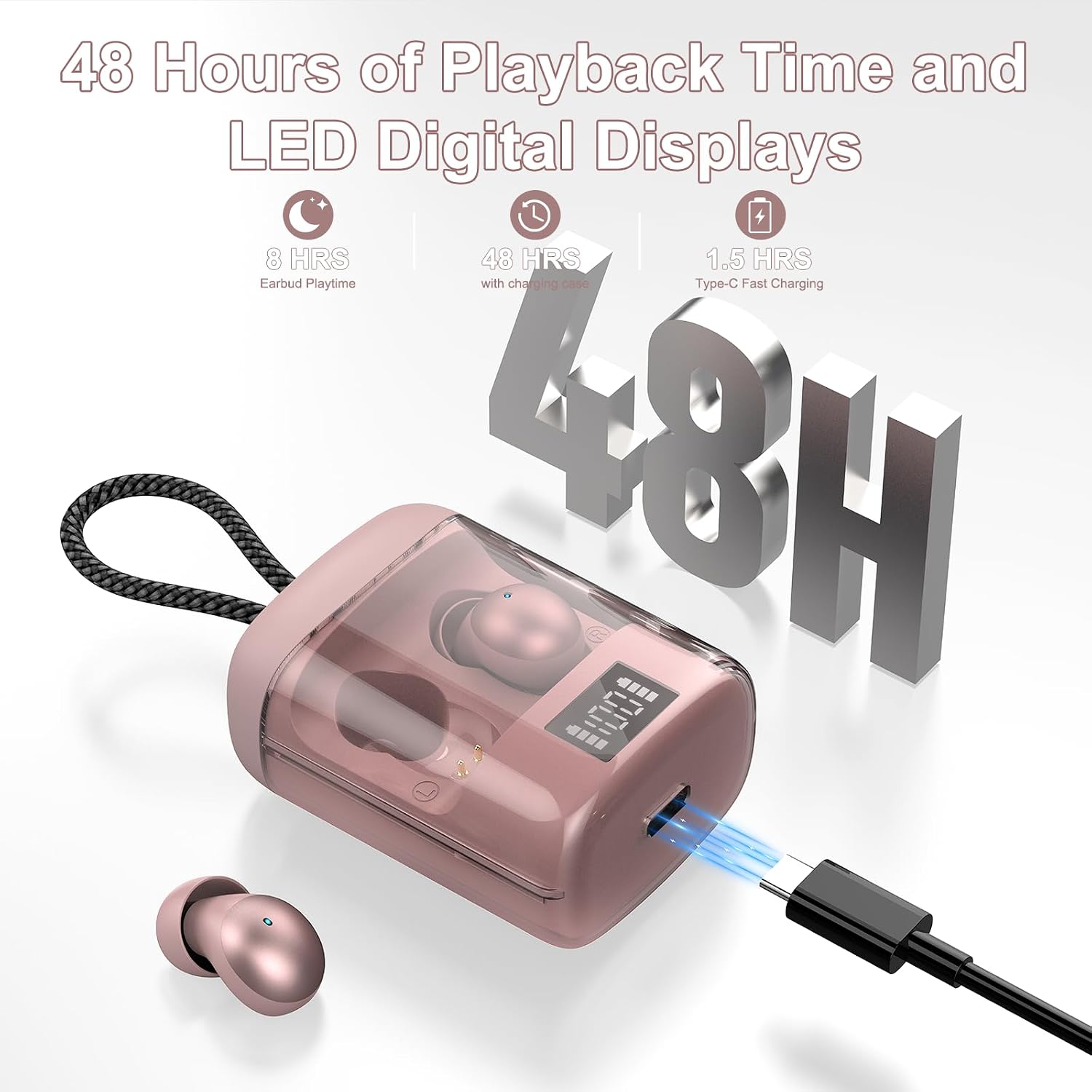 Thumbnail 6 de Mini Schlafkopfhörer Bluetooth 6.0 In Ear mit Schlaftracker – Roségold