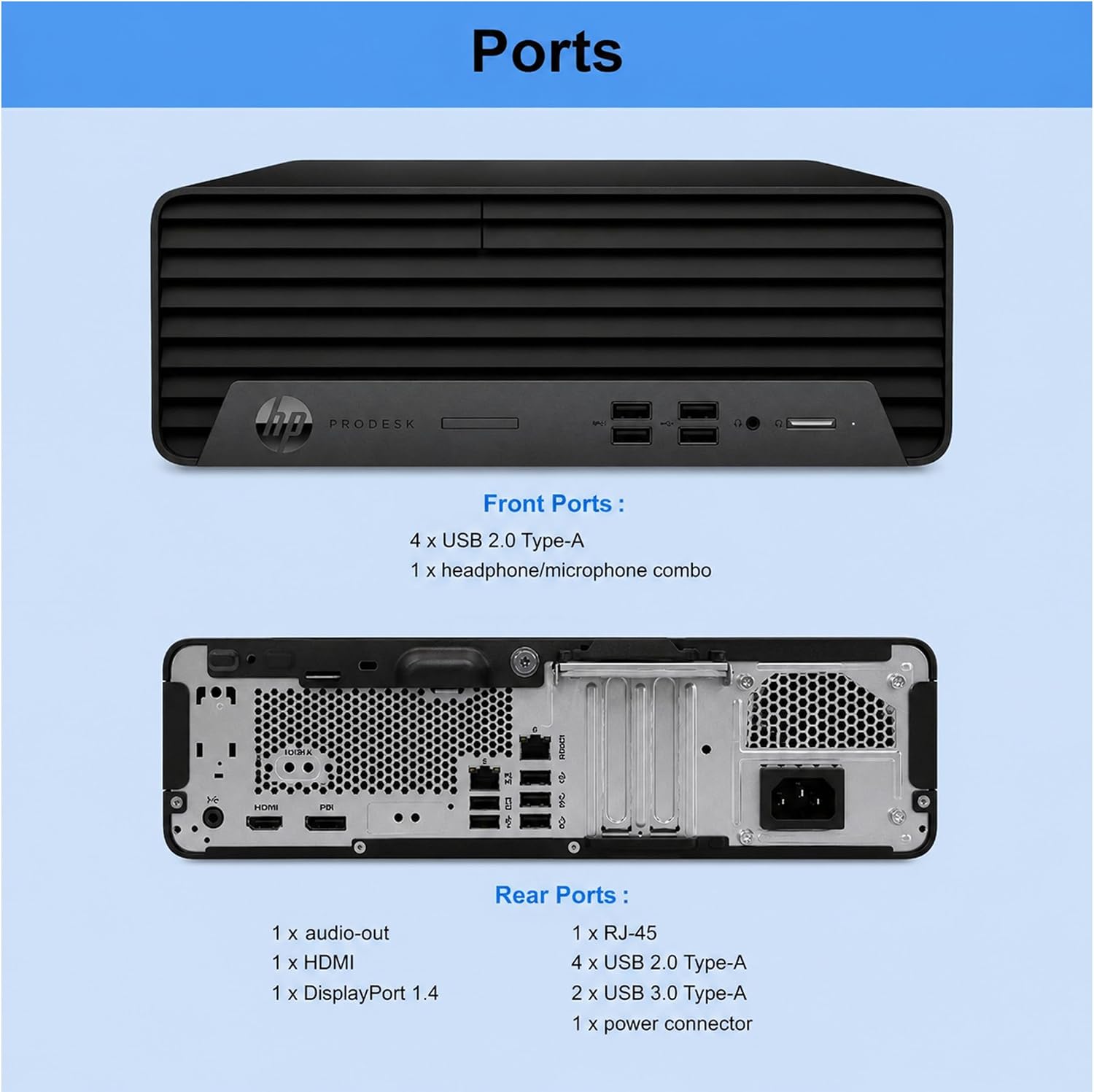 Detalle de HP ProDesk 400 SFF Desktop with 16GB RAM