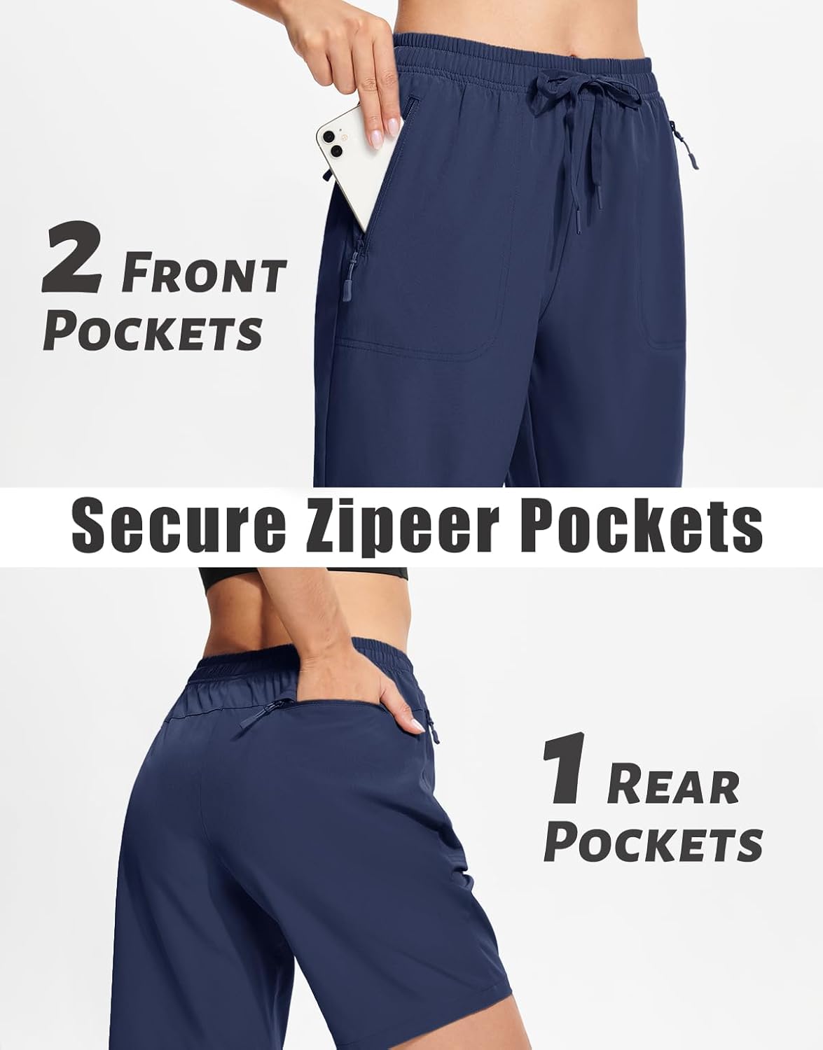 Detalle 2 de MAGCOMSEN Women's Lightweight Quick-Dry Hiking Shorts (8") with 3 Zipper Pockets