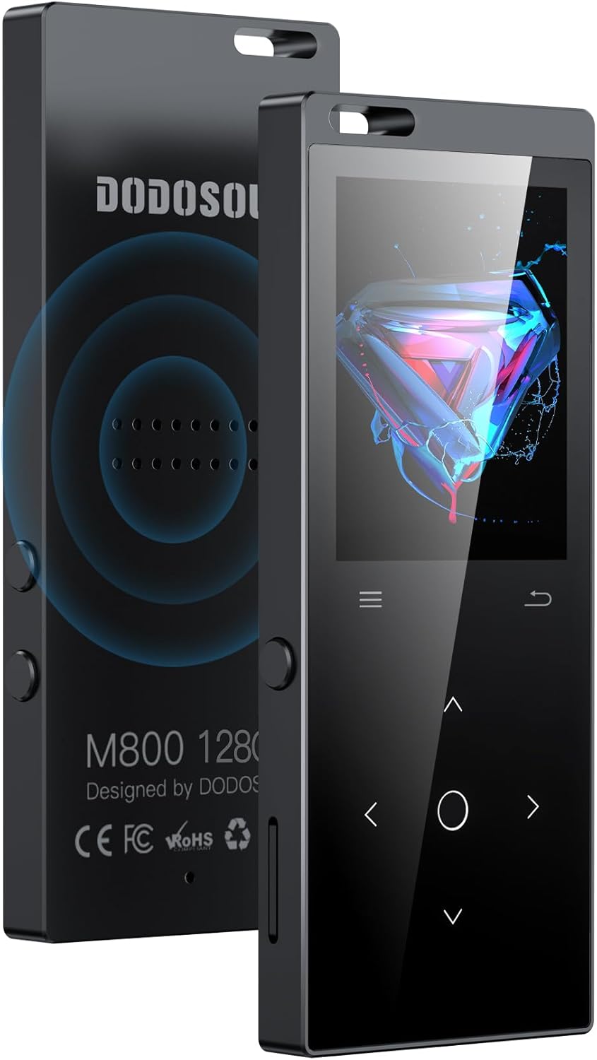 DODOSOUL 128GB Lettore MP3 Bluetooth 5.2 con auricolari, radio FM, registratore vocale ed eBook reader