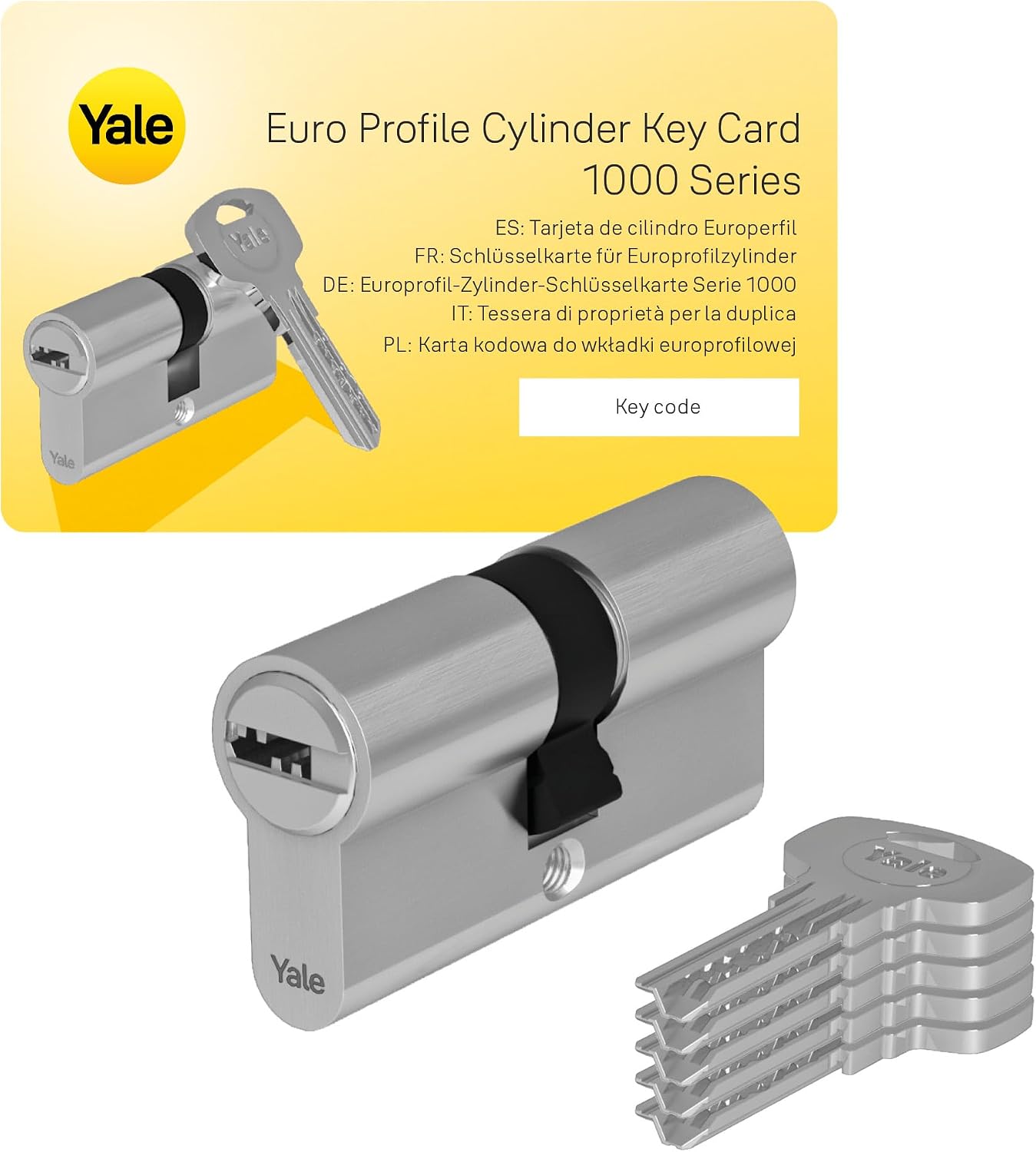 Thumbnail 1 de Cylindre de serrure débrayable Yale YC1000+ 30x50 mm – 6 goupilles, nickel satiné
