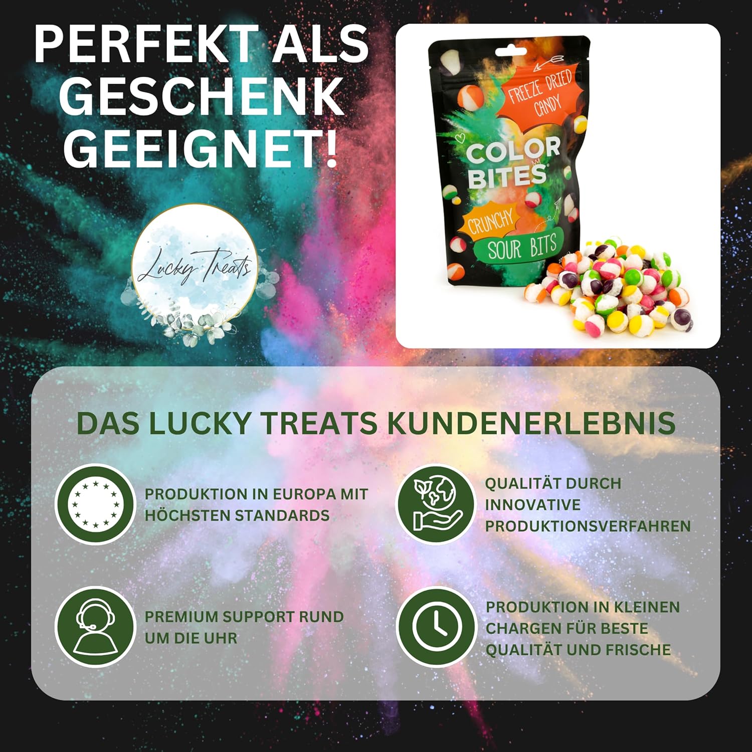Thumbnail 6 de Color Bites – Gefriergetrocknete Süßigkeiten (4x100 g) Knusprige Vegane Bonbons – Amerikanischer Trend auf TikTok