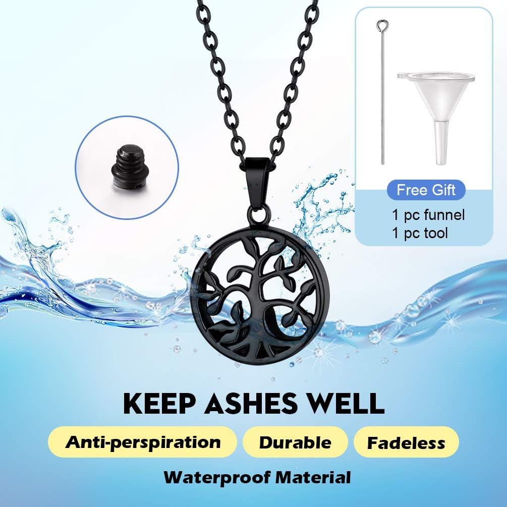 Thumbnail 2 de PROSTEEL Collier urne avec pendentif Arbre de vie (acier inox 316L) personnalisable, chaîne 50 cm ou 55 cm