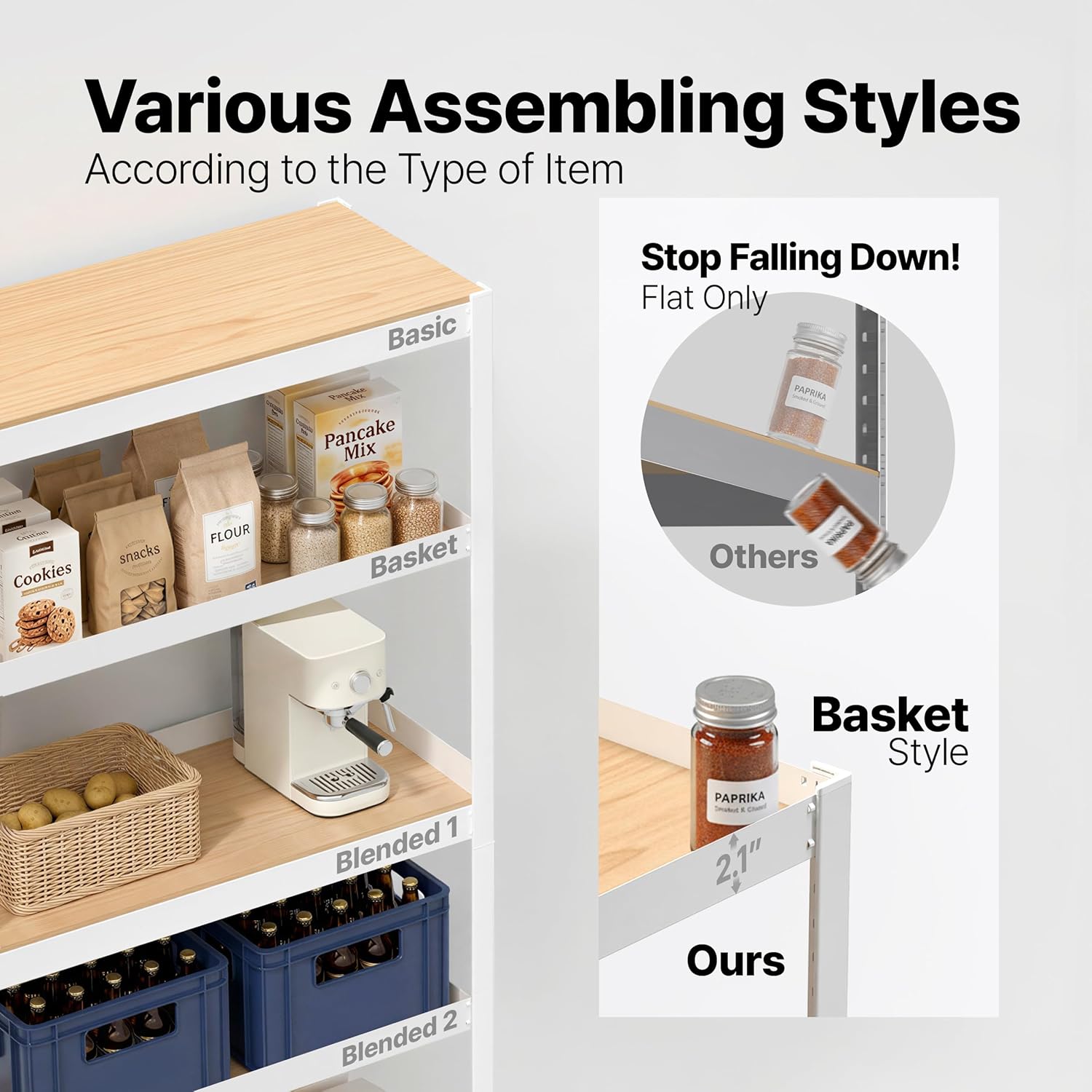 Thumbnail 5 de HOMEDANT House 5-Tier 24.1" W Laminated Metal Shelving Unit (Adjustable) — Boltless Utility Rack