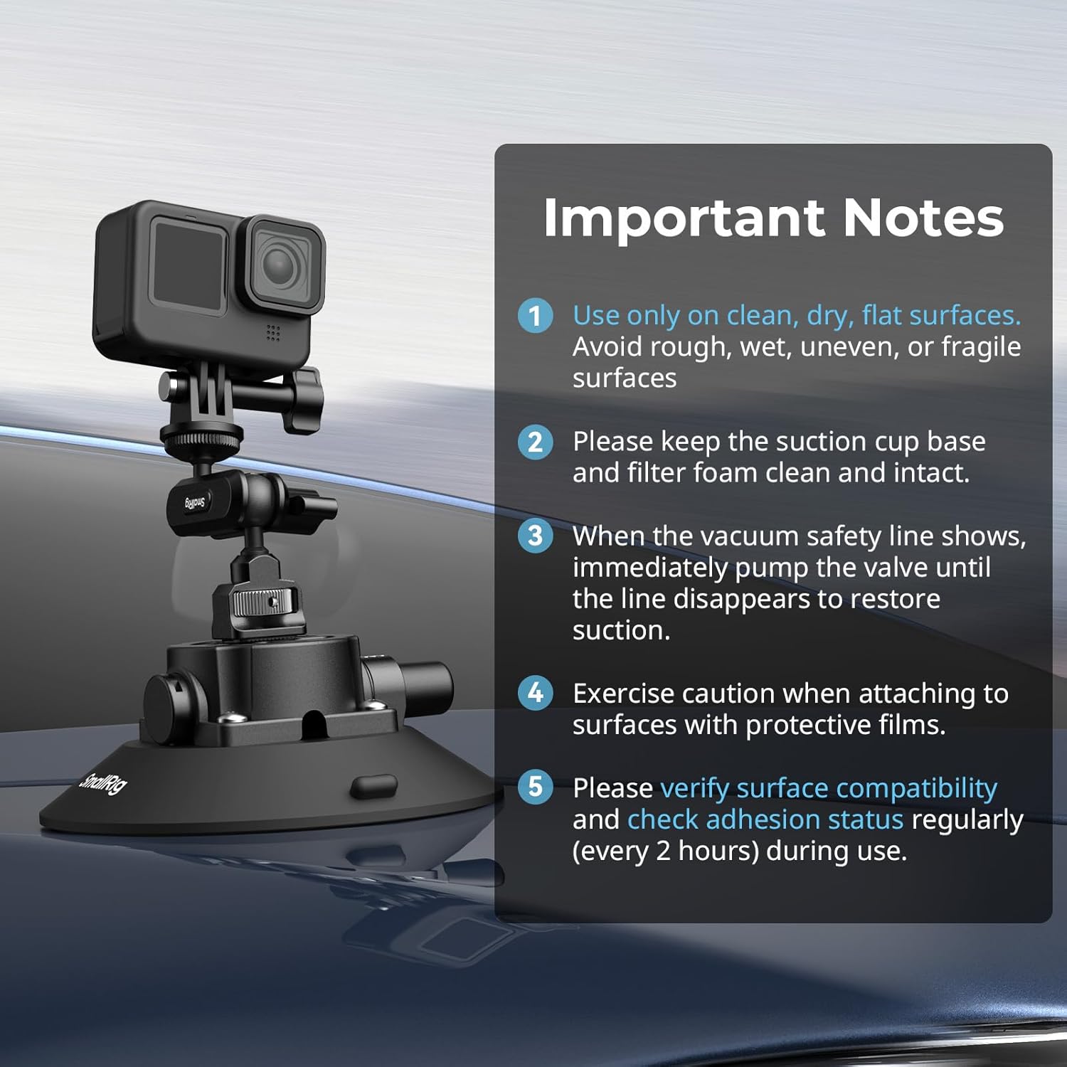 Thumbnail 6 de SmallRig 6" Suction Cup Mount with Ball Head Magic Arm — a practical pick for in-vehicle and time-lapse use