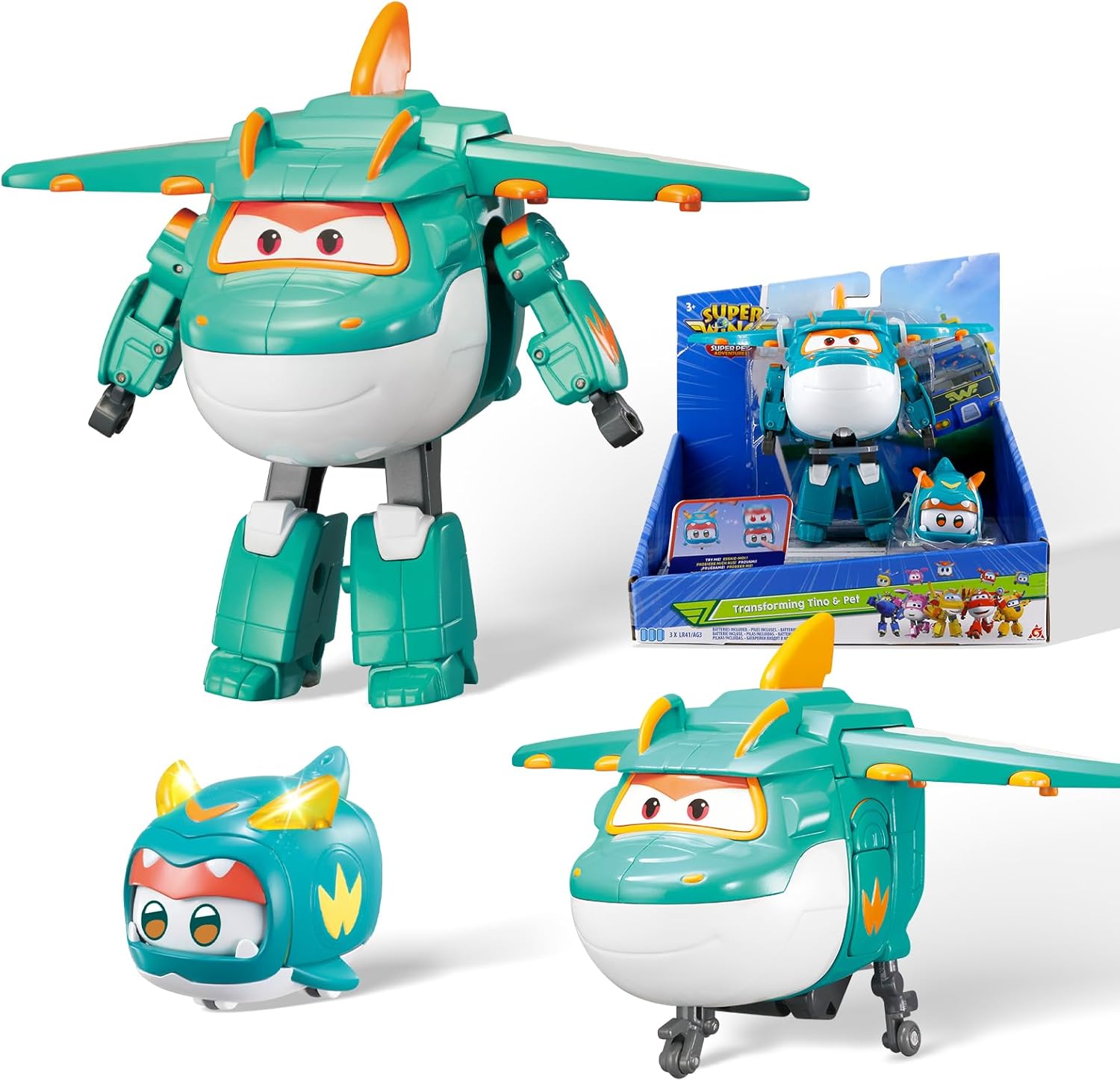 Thumbnail 6 de Super Wings Transforming Flugzeug Jerome & Pet (ca. 12 cm) inkl. Haustier „Jerome Pet“ – verwandelnde Spiel-Figur