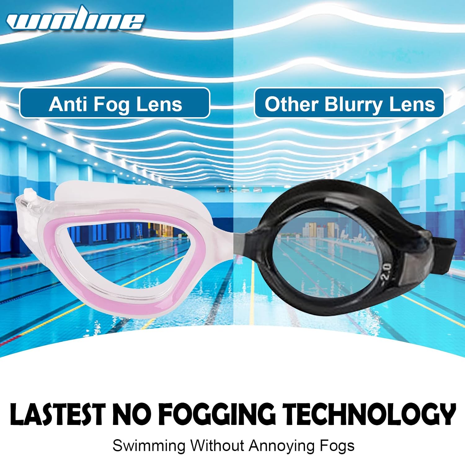 Thumbnail 5 de Winline Adult Open Water Swimming Goggles with Anti-Fog UV Lenses
