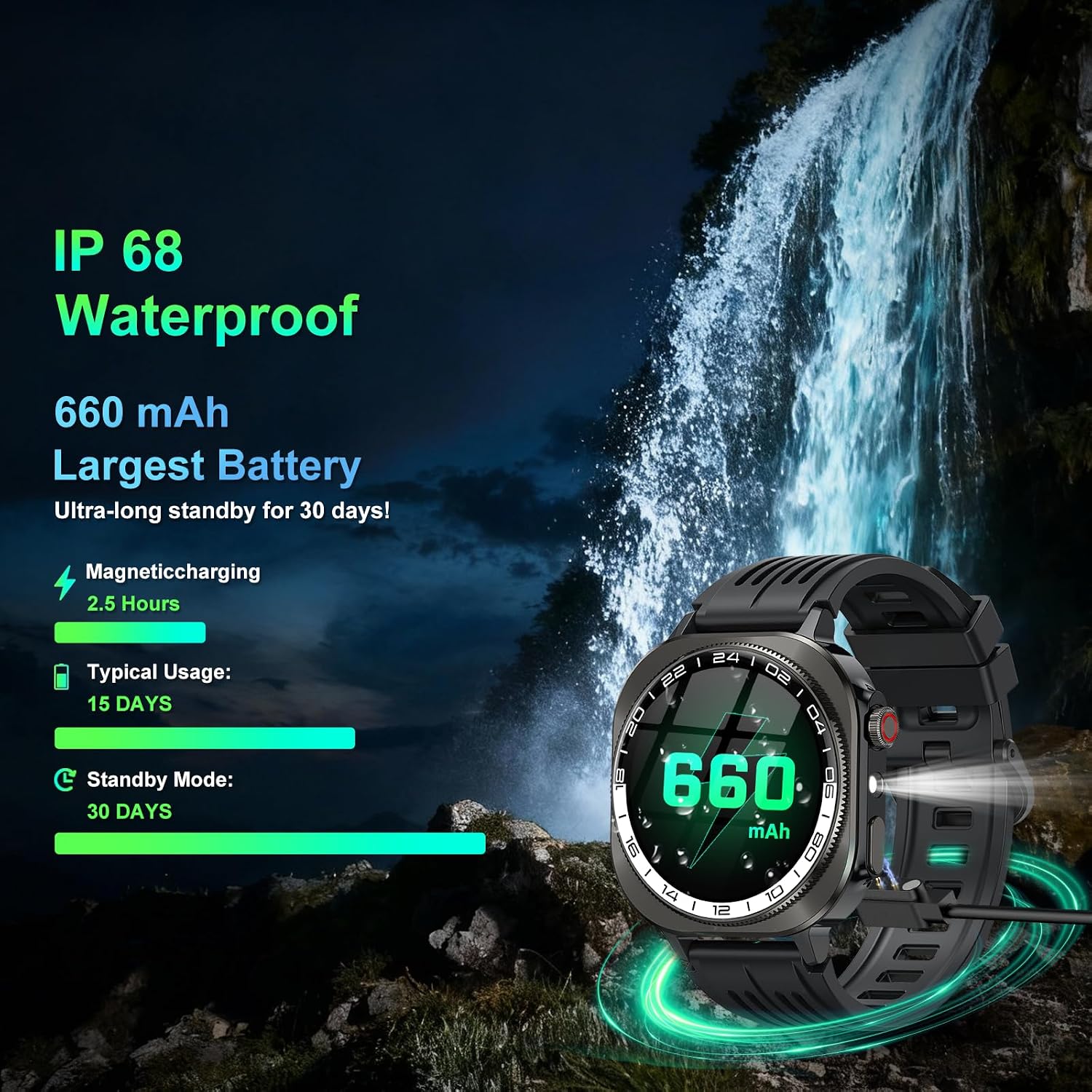 Thumbnail 2 de uaue Smart Watch for Men with 1.43" AMOLED Display: Military-Grade Durability, 130+ Sport Modes and Calling Capability