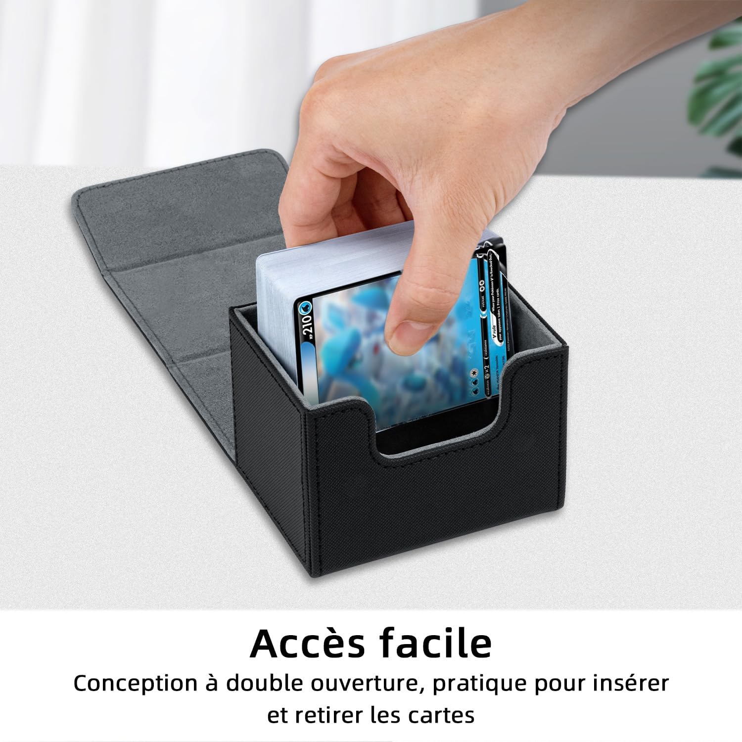 Thumbnail 5 de Mcbazel Boîte de rangement MTG en cuir PU noir pour 100+ cartes à manches simples