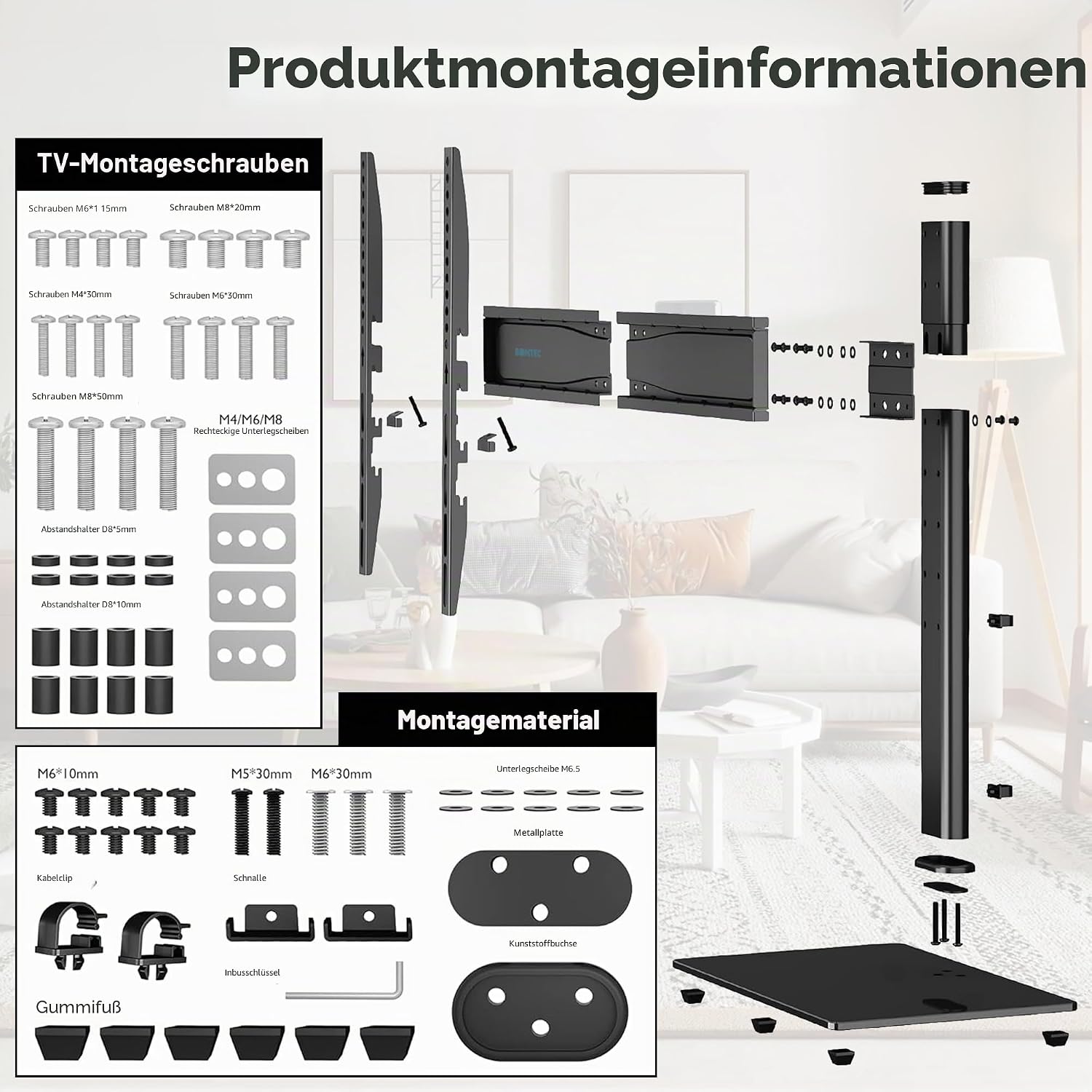 Thumbnail 5 de BONTEC TV Standfuß 26-65 Zoll verstellbar