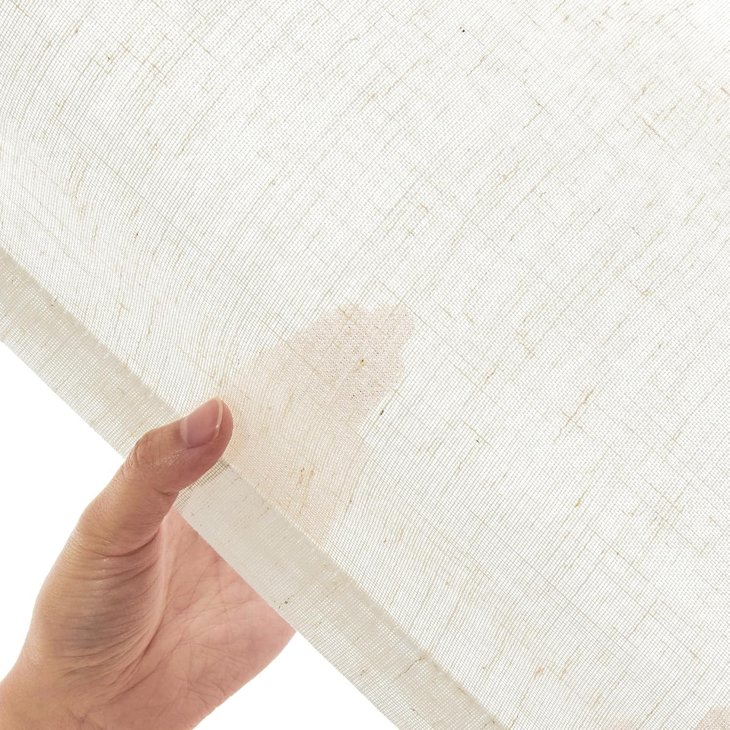 Detalle 2 de Deconovo DECTK02152D-S143 voile gordijnen, linnenlook, lichtfilterend, 140 x 215 cm