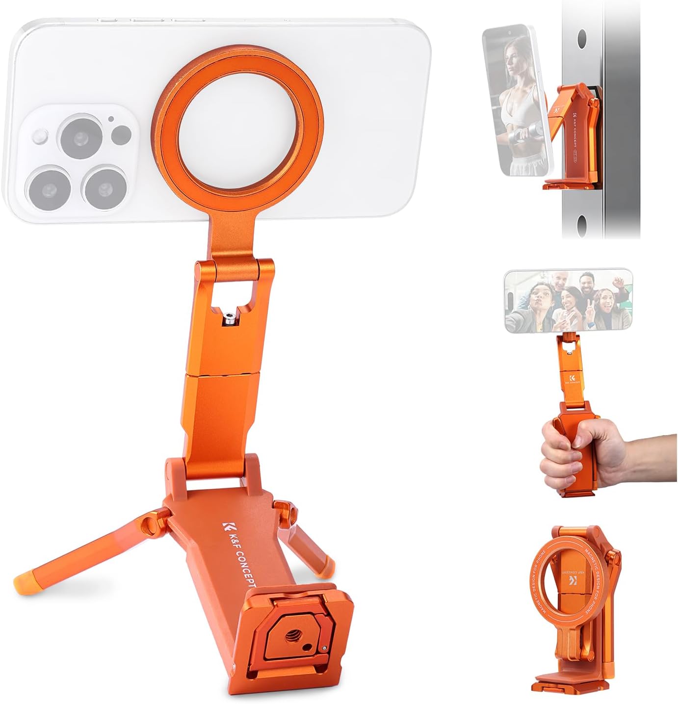 Detalle de K&F CONCEPT Magnetic Phone Tripod, Orange