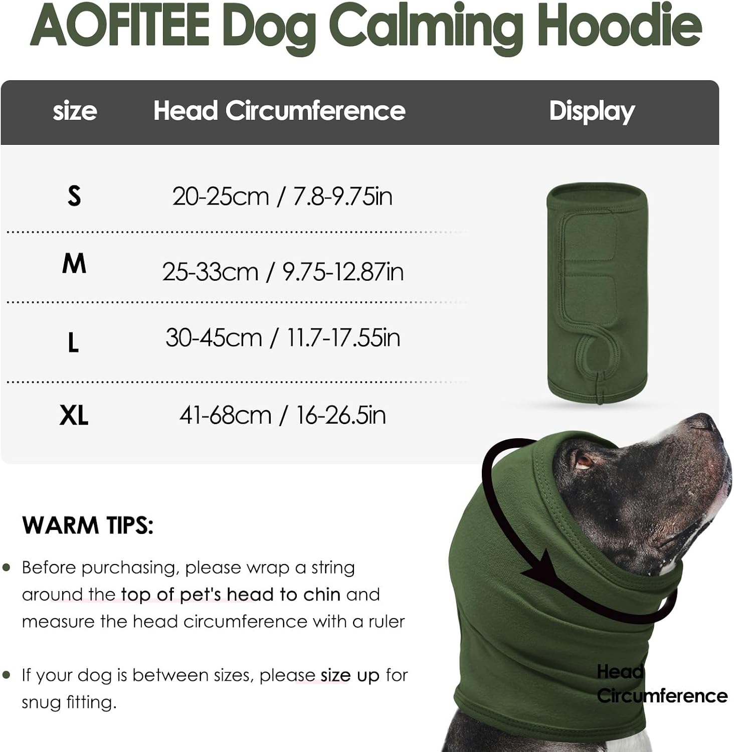 Detalle de AOFITEE Dog Calming Hoodie: Soft, Adjustable Noise-Protection Head Wrap for Anxiety Relief