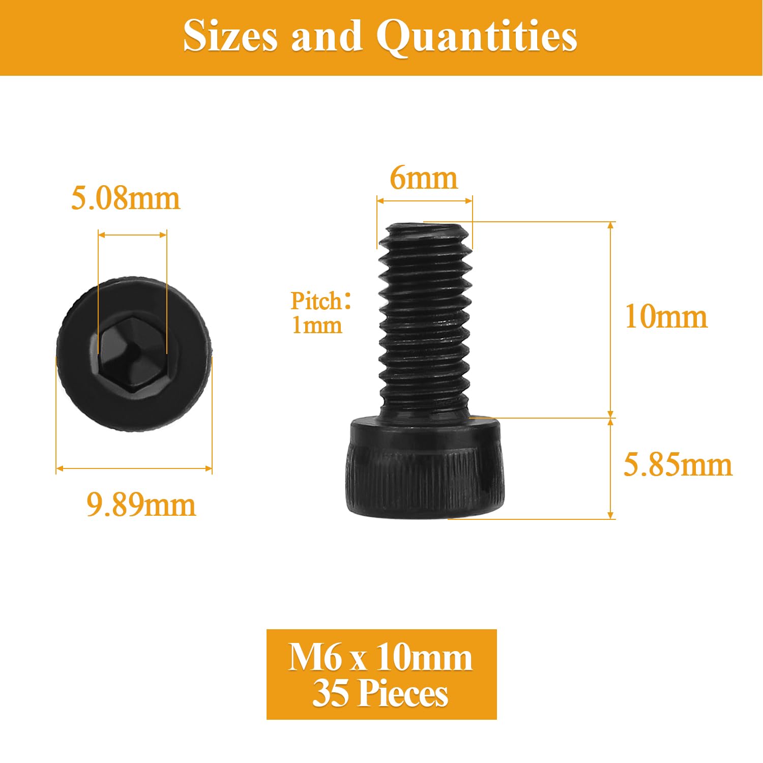 Detalle de Sutemribor M6 x 10mm Socket Head Cap Screws