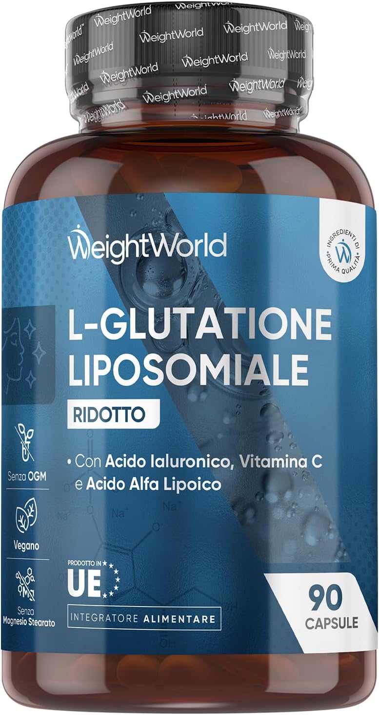 Detalle de Glutatione Liposomiale Ridotto WeightWorld – 90 Capsule Vegane con Vitamina C, Acido Alfa Lipoico e Acido Ialuronico