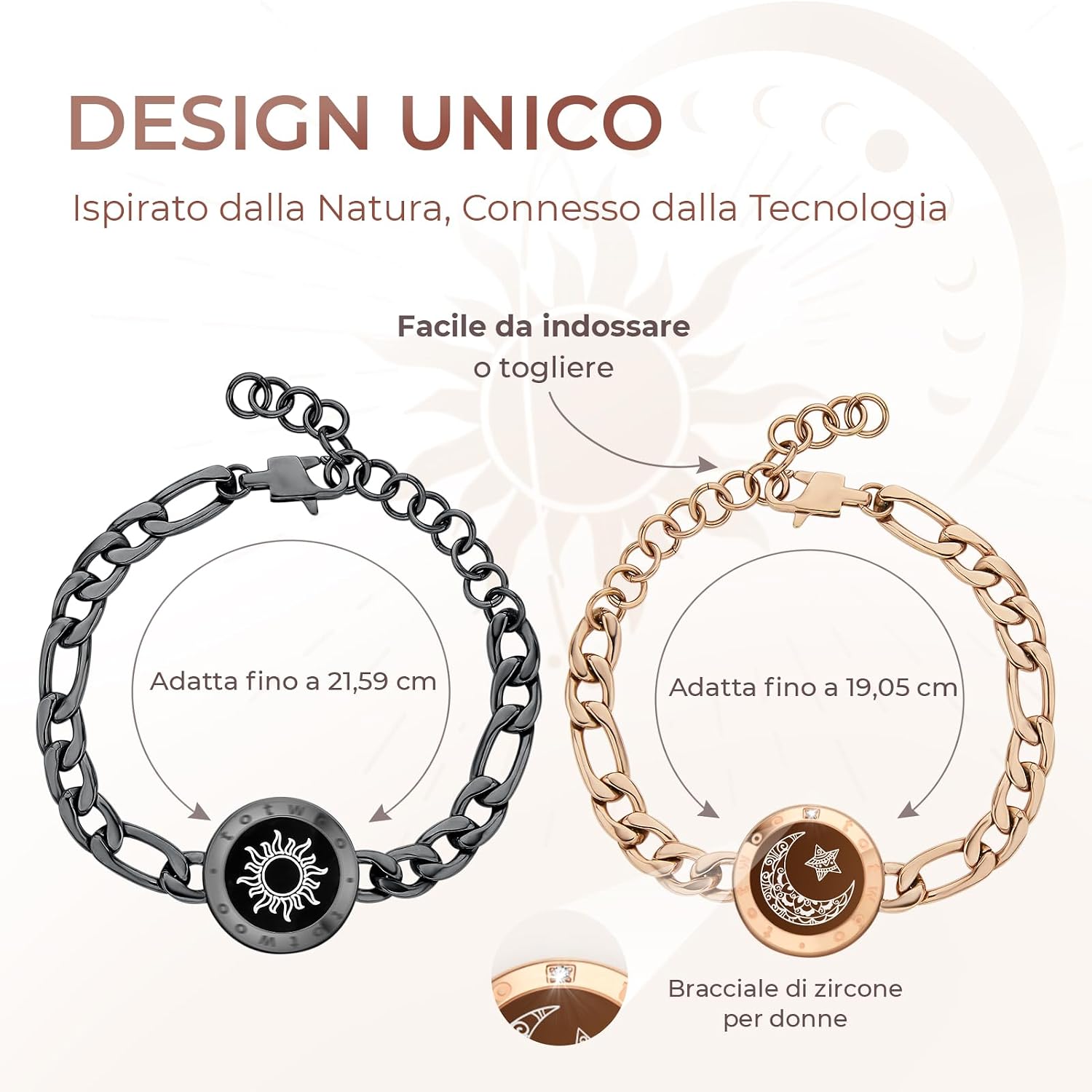 Detalle de Totwoo Braccialetti di Coppia Touch con Collegamento Bluetooth Uno a Uno tramite App – Acciaio Inossidabile 316