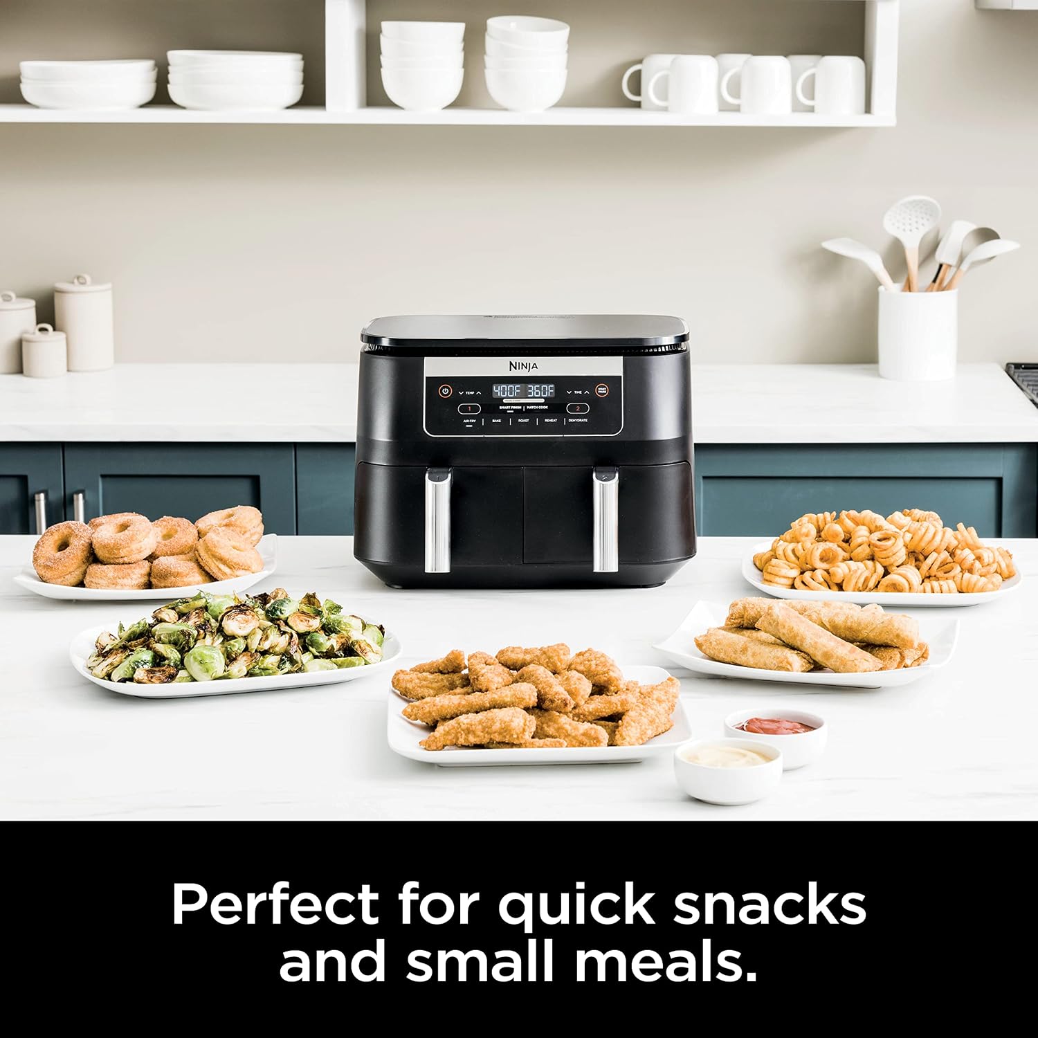 Detalle 1 de Ninja Foodi DZ090C 5-in-1 6-qt Dual-Basket Air Fryer with DualZone Technology