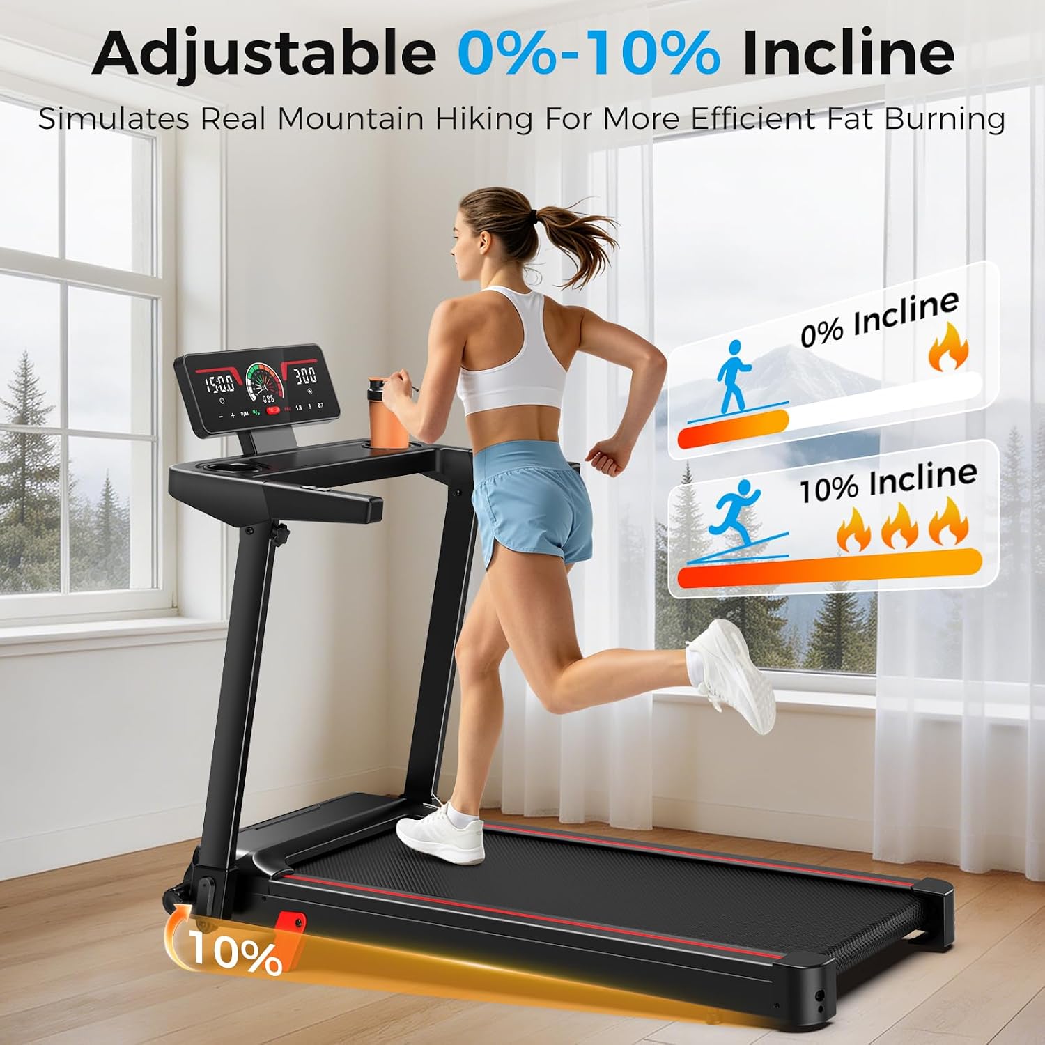 Detalle 2 de ApexionGear XYGC-107b Folding Treadmill with 10% Incline, 3.5 HP Motor