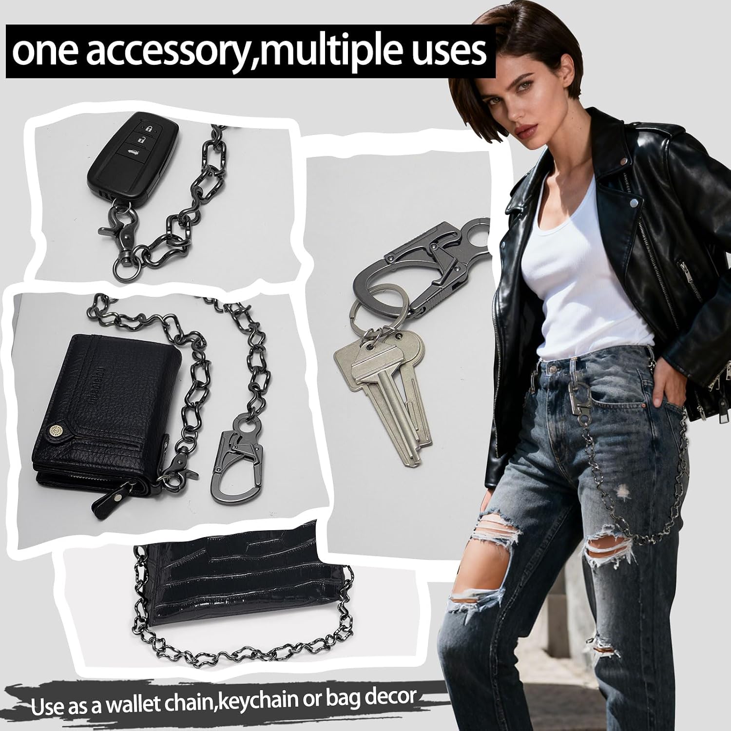 Thumbnail 3 de Ahiller Heavy Duty Wallet Chains for Men - Double-Lock Anti-Theft Keyring Clip
