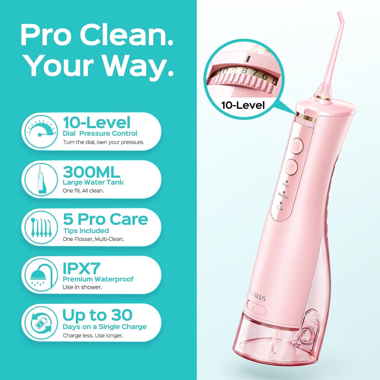 Detalle 2 de COSLUS E40 Water Flosser 10 Settings 🦷