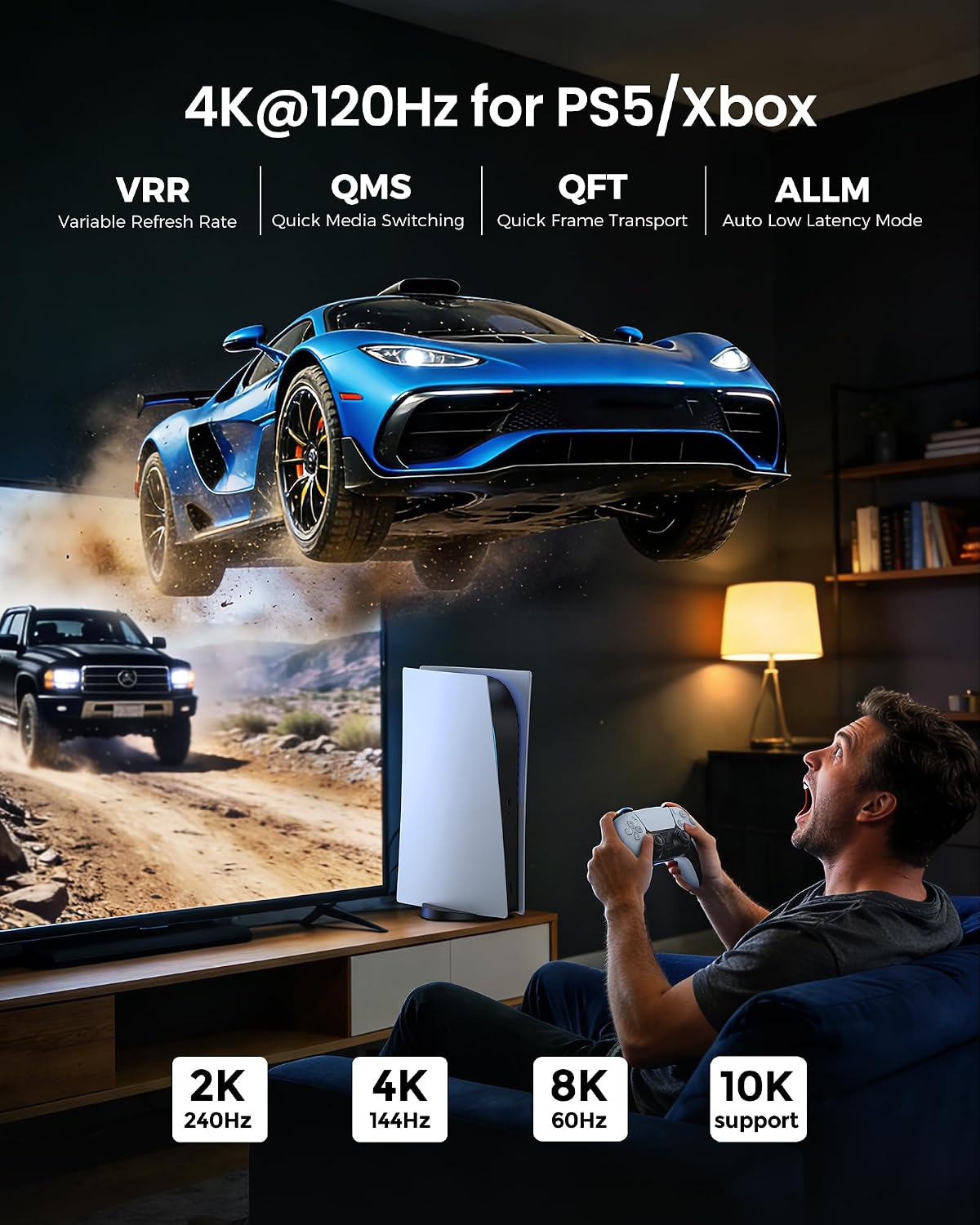 Detalle 2 de Silkland 8K HDMI 2.1 Kabel 2m – Zertifiziert, 48 Gbit/s, 4K@120Hz, eARC, HDR10+