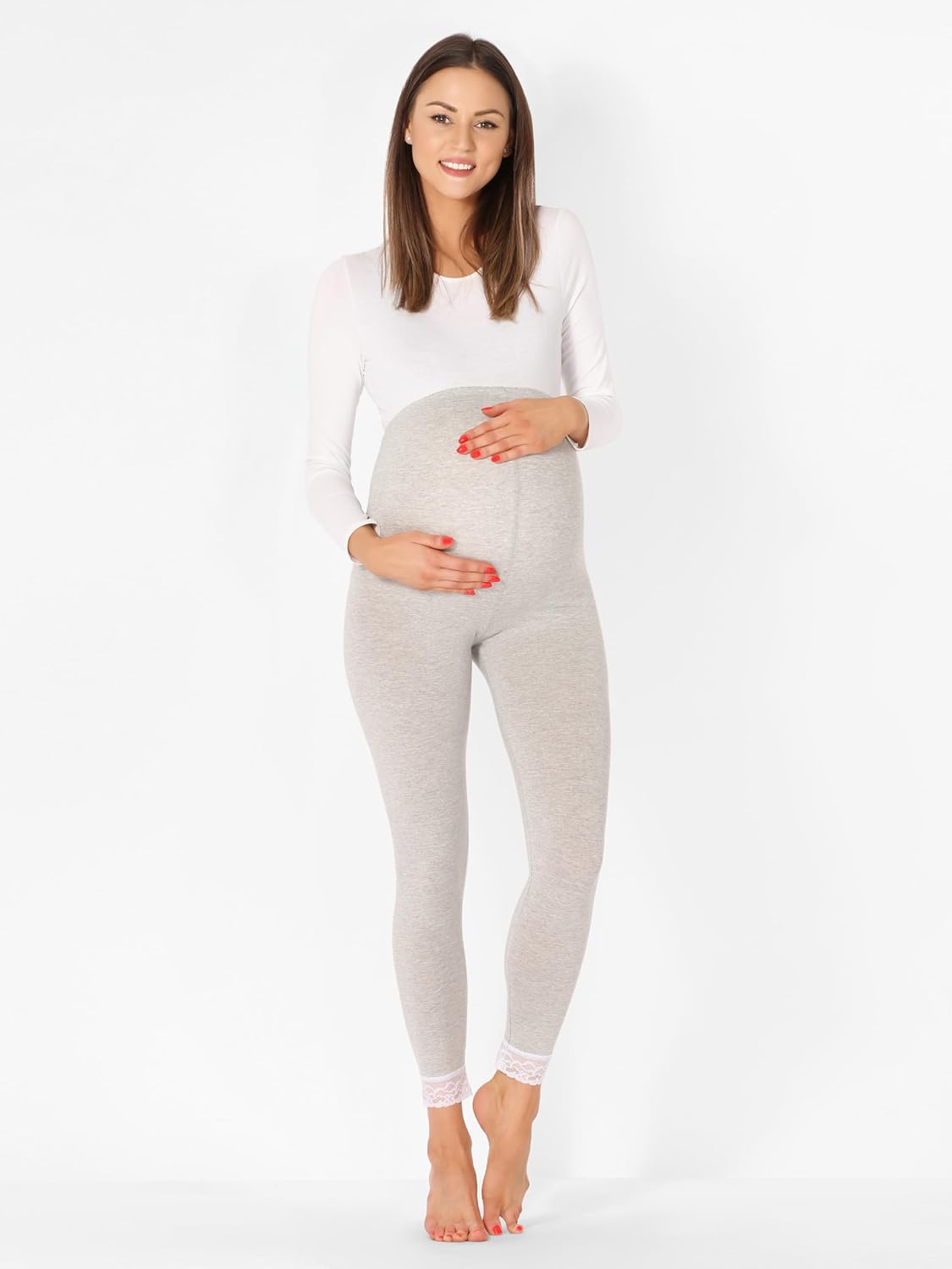 Thumbnail 2 de Be Mammy Leggings Premaman 7/8 BE20-262 – Leggings premaman in viscosa con bordo in pizzo