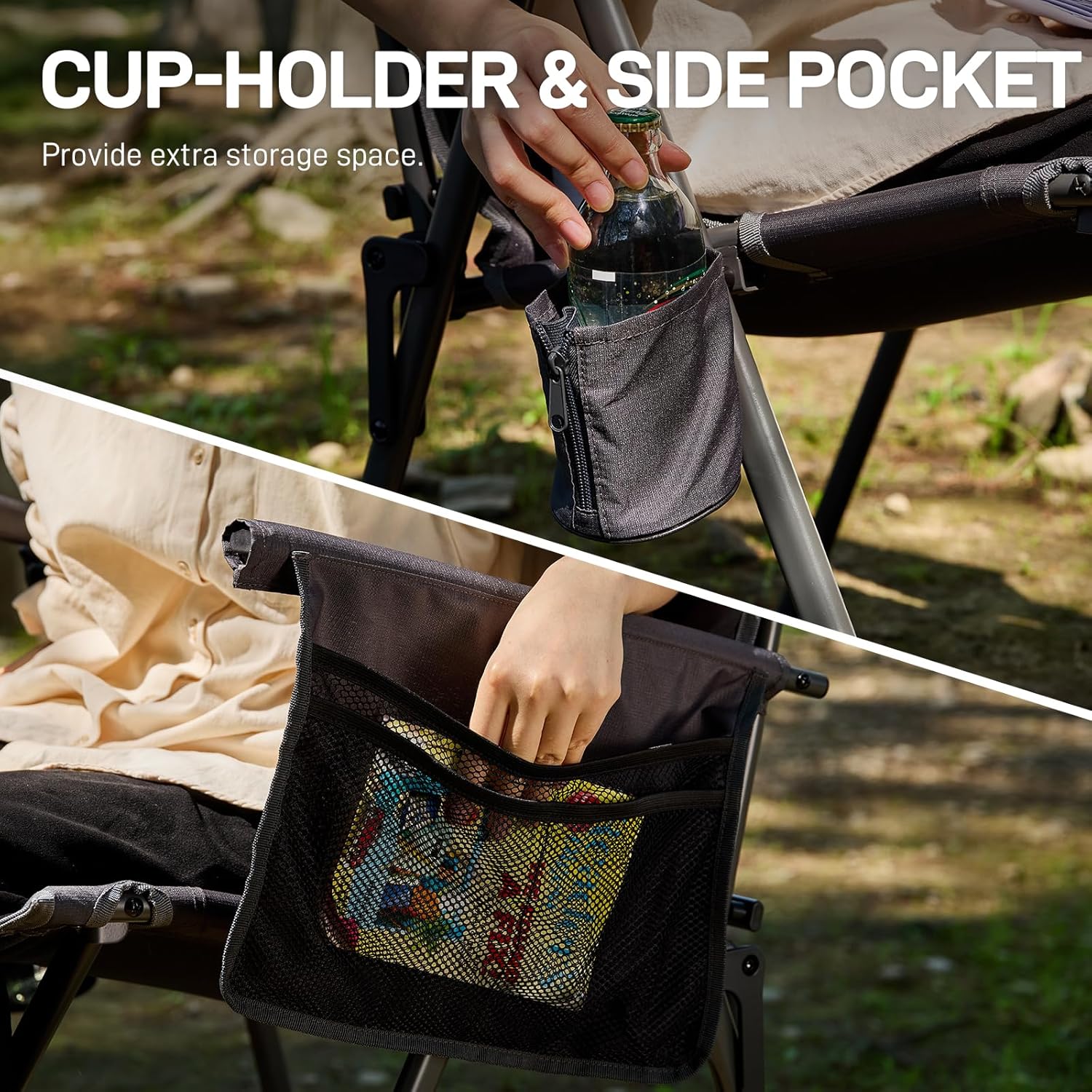 Thumbnail 6 de EVER ADVANCED Luxury Camping Chair Folding for Adults | 2-Pack, Heavy Duty 350lbs, Padded Reclining with Cup Holder and Side Pocket