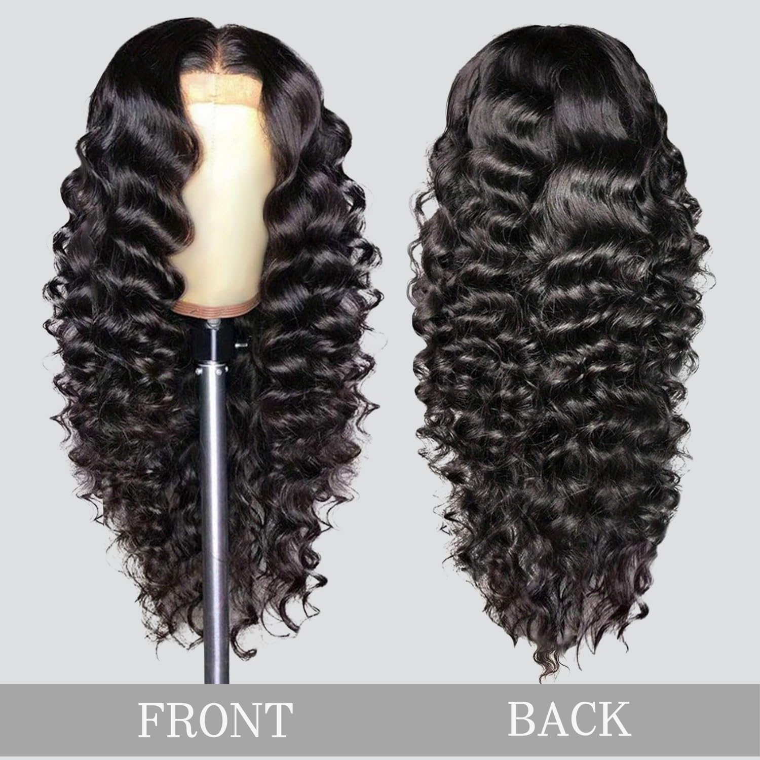 Detalle de PYY Deep Wave Lace Front Wig (13x4 HD Lace Frontal) – 22 Inch 100% Human Hair, Deep Wave, Glueless